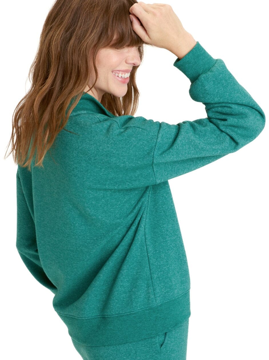 Constance Tribend Fleece Half Zip Pullover in Heathered Emerald