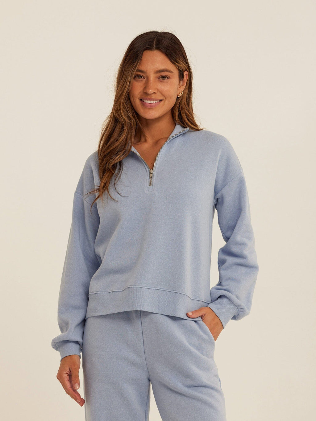 Constance Triblend Fleece Half Zip Pullover for Women