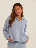 Constance Triblend Fleece Half Zip Pullover in a soft, cozy fit with a high-neck zipper detail.