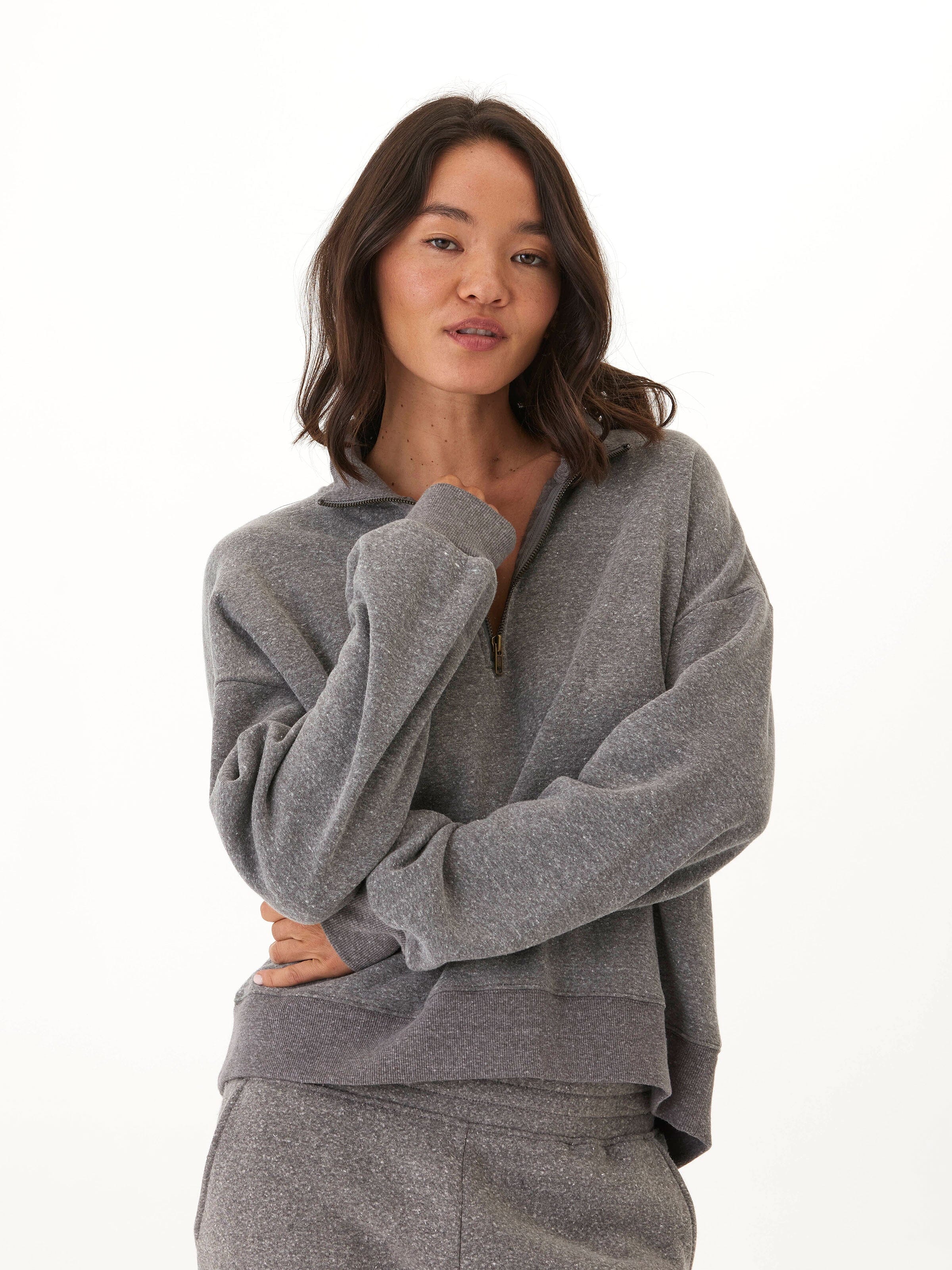 Constance Triblend Fleece Half Zip Pullover for Cozy Layering