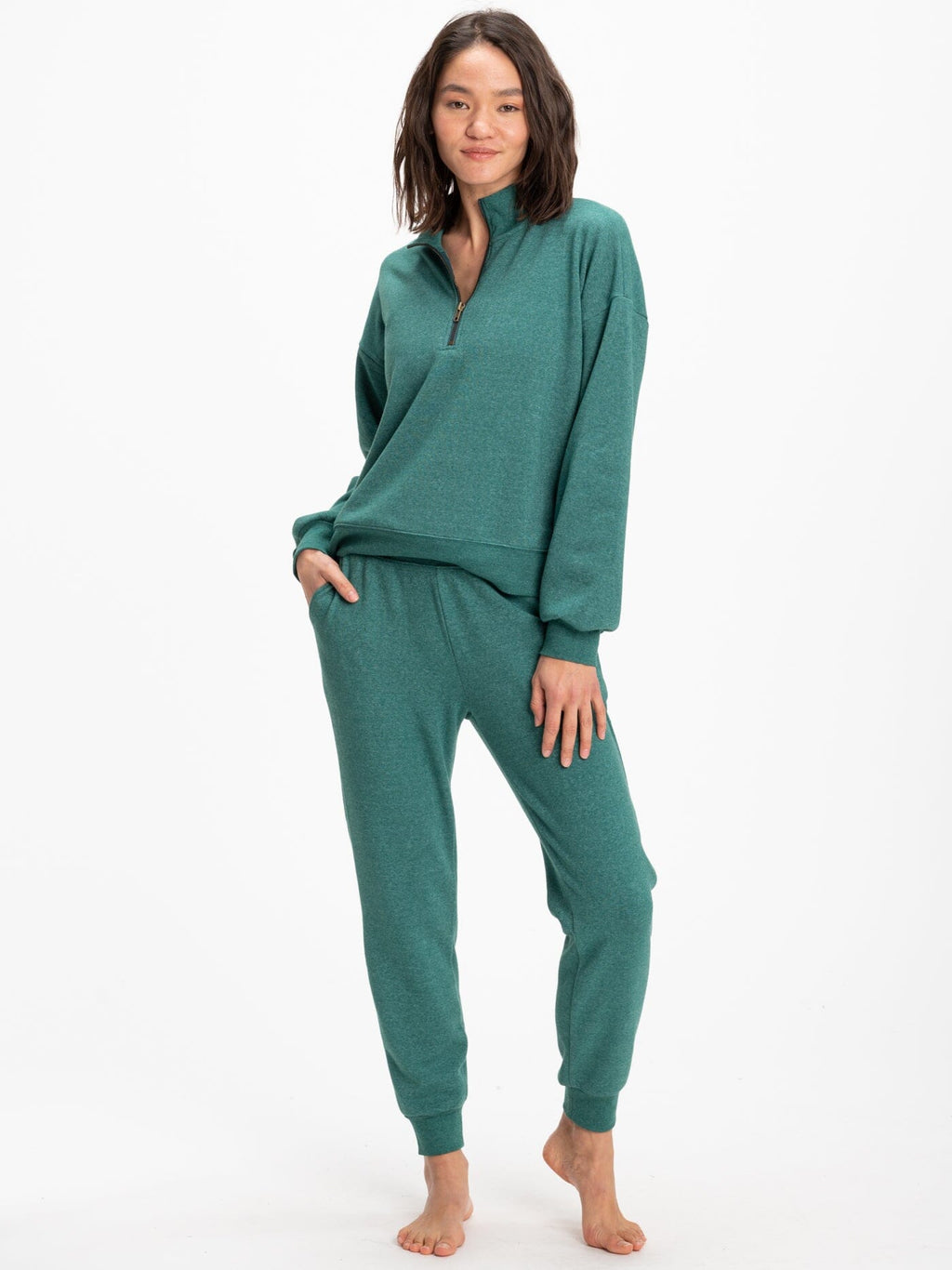 Women's Slim Fit Triblend Jogger - Mid Rise Ankle Length Lounge Pant