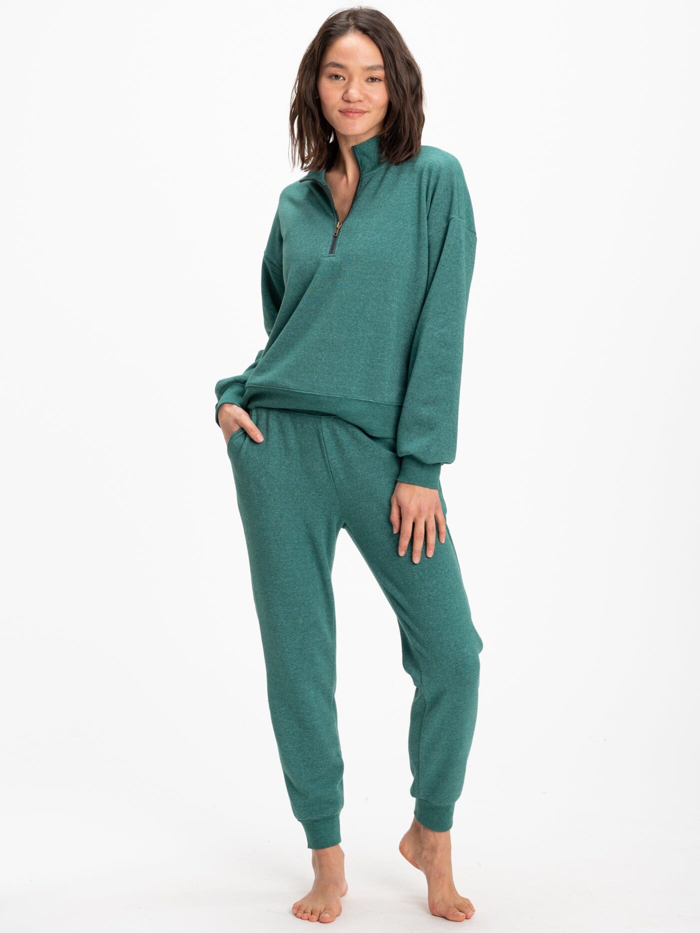 Women's Slim Fit Triblend Jogger - Mid Rise Ankle Length Lounge Pant