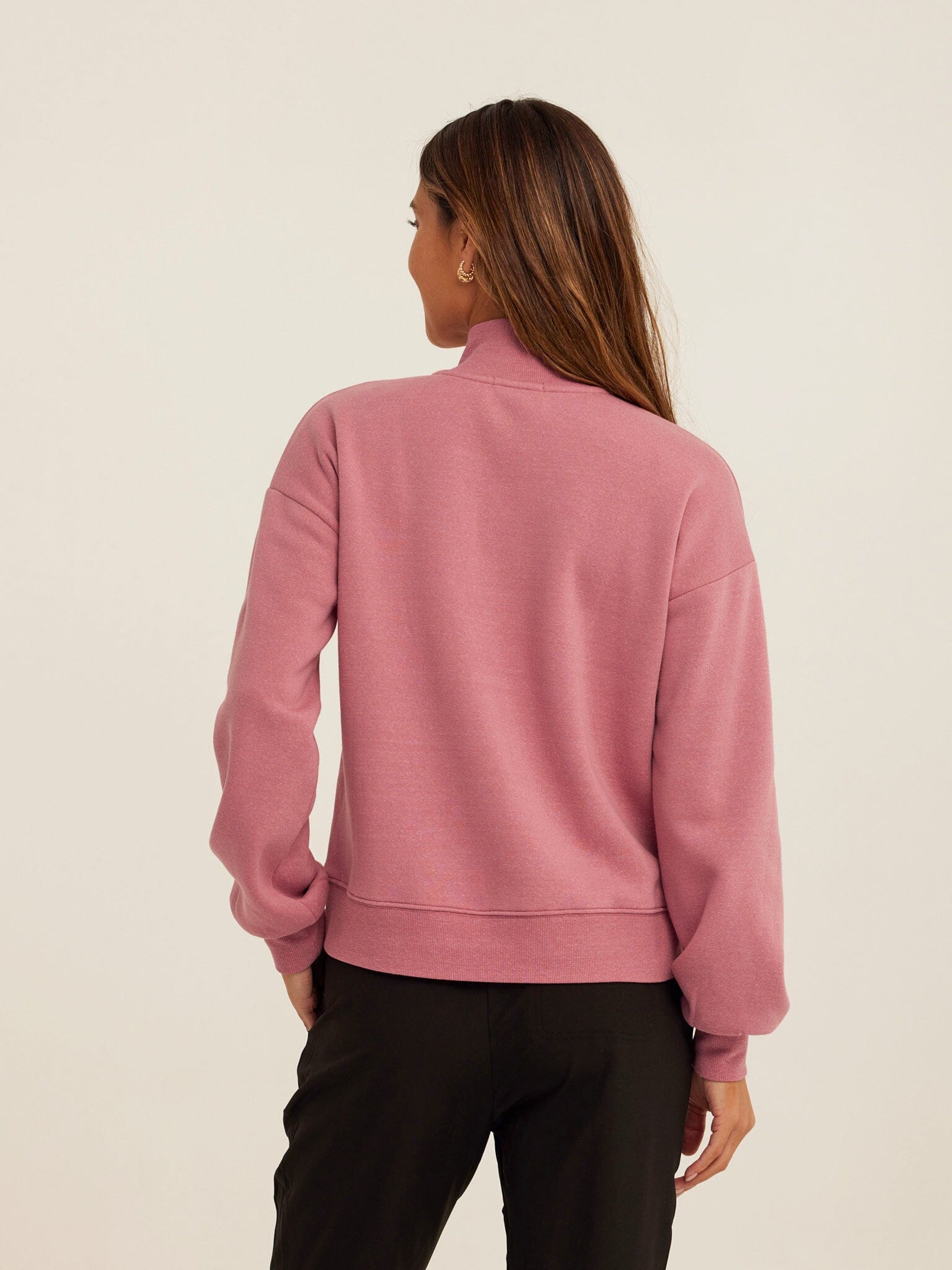 Constance Women's Triblend Fleece Half Zip Pullover in Dusty-Rose