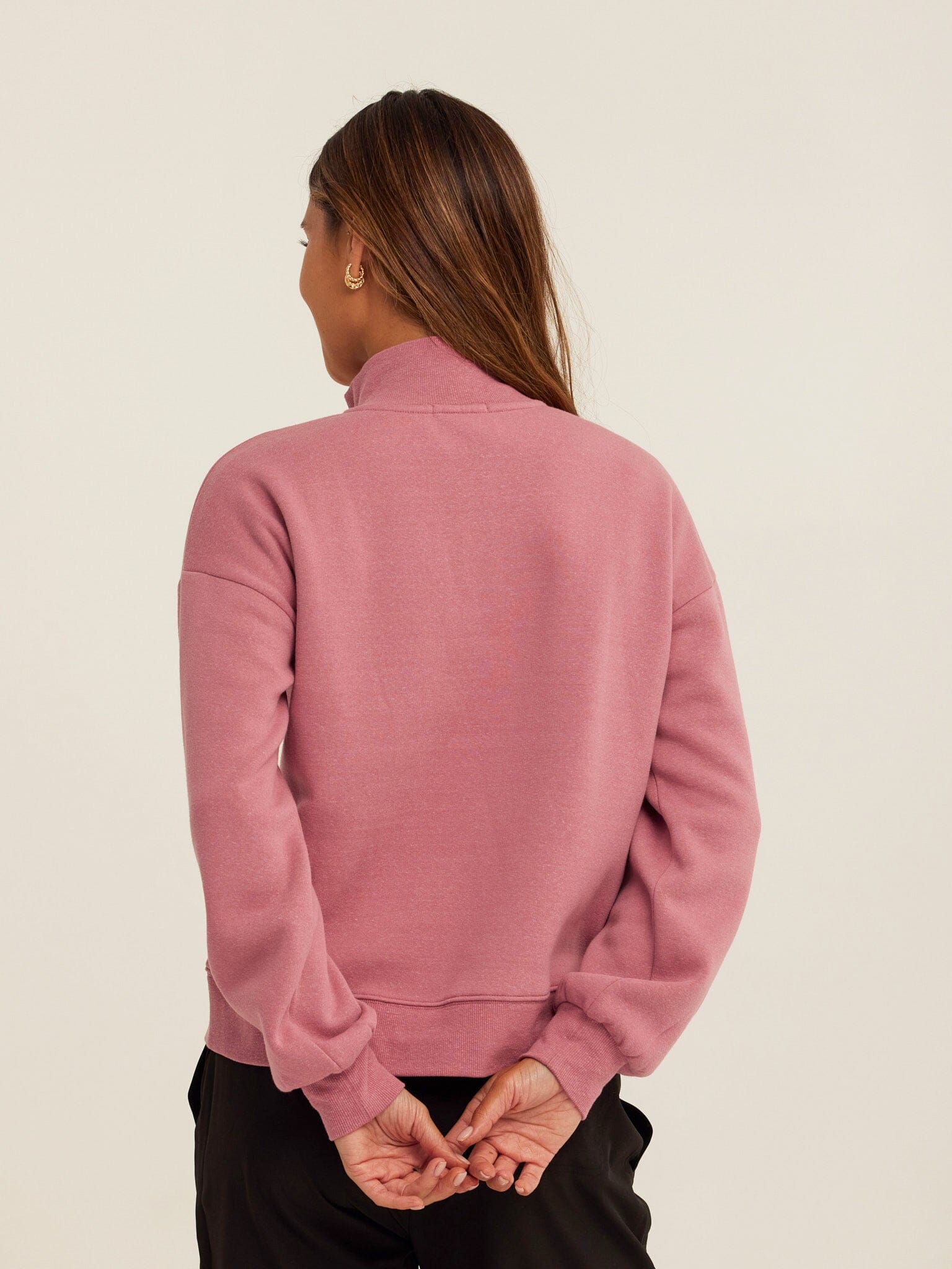 Constance Women's Triblend Fleece Half Zip Pullover in Dusty-Rose