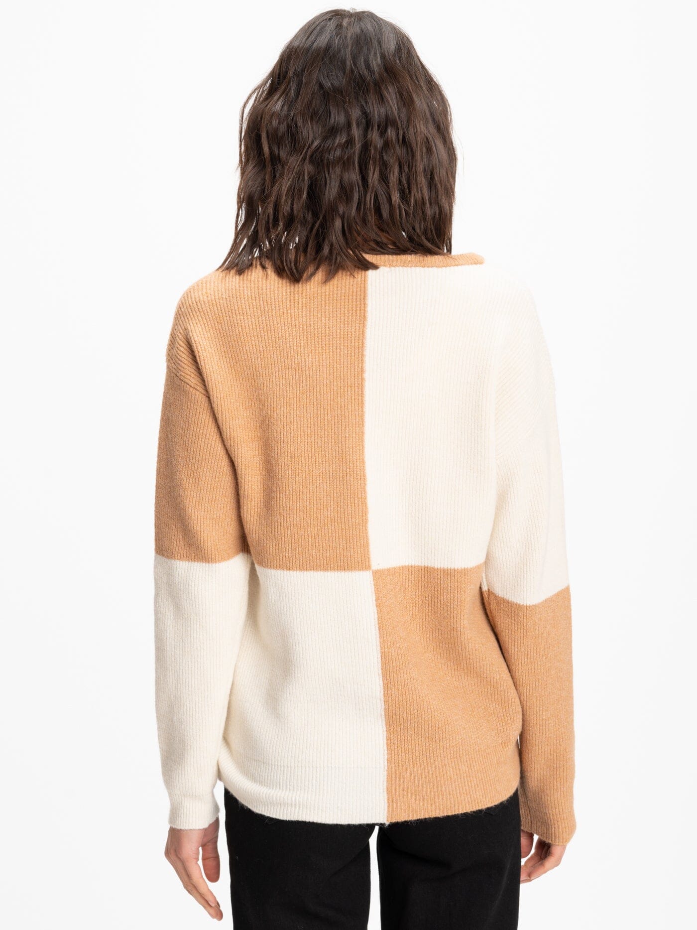 Beryl Colorblock Knit Sweater in Beige and Cream