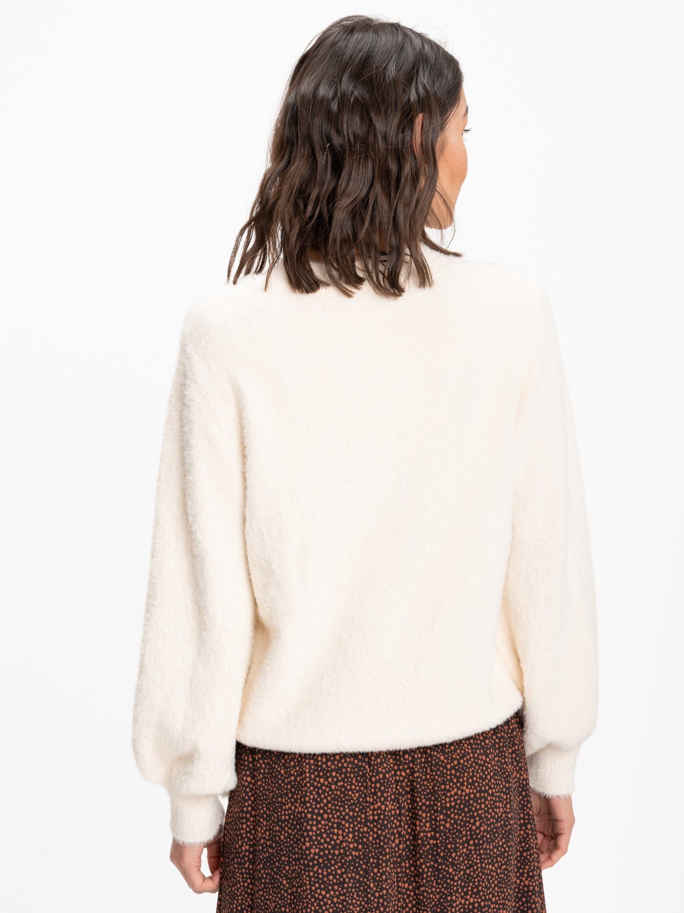 Clara Fuzzy Pullover Crew Neck Sweater - Soft Stretchy Knit