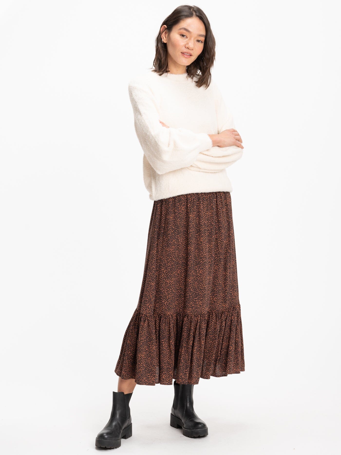 Clara Fuzzy Pullover Crew Neck Sweater - Soft Stretchy Knit