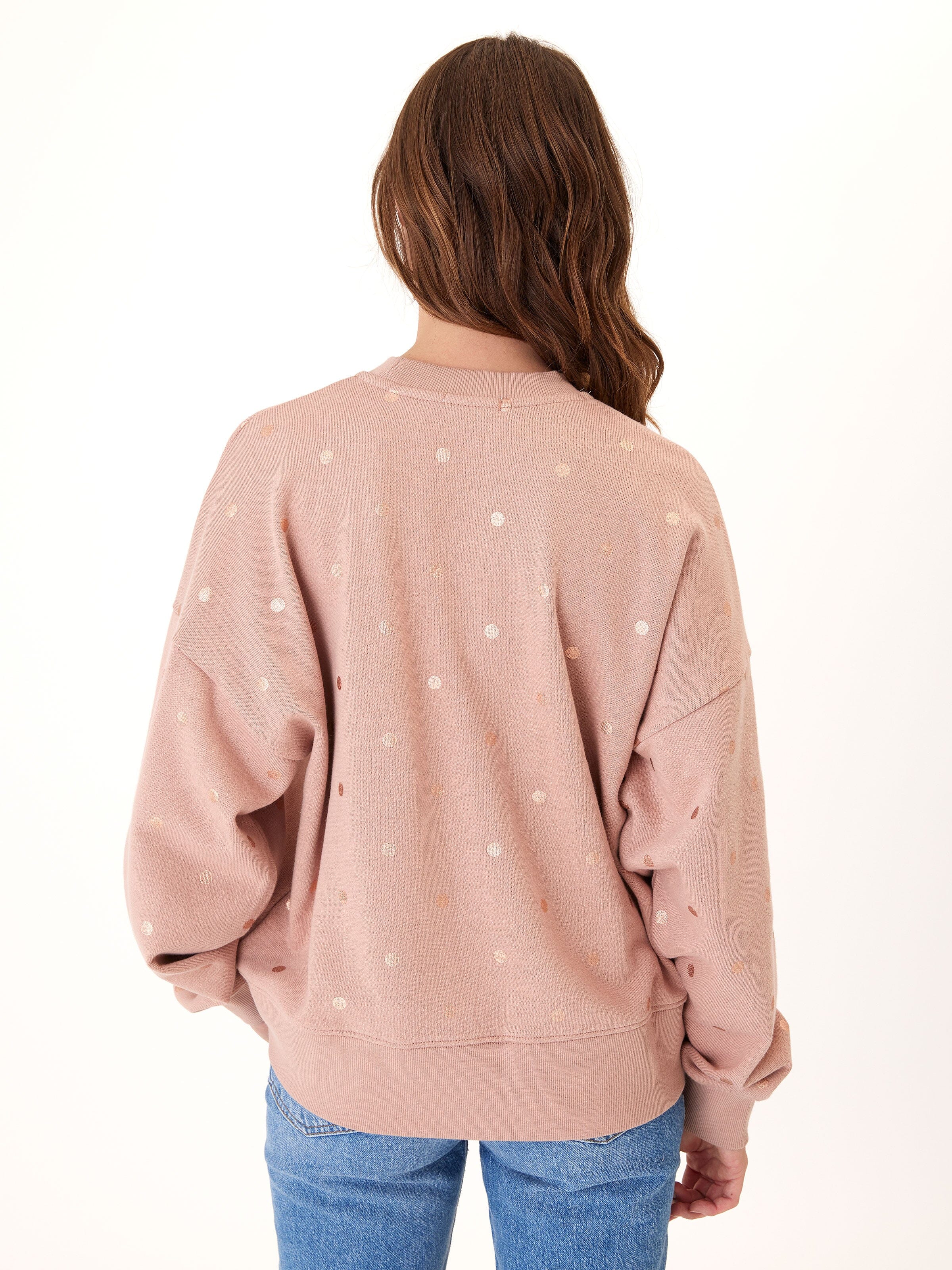 Naia Metallic Dot Pullover Oversized Rib Trim Sweatshirt