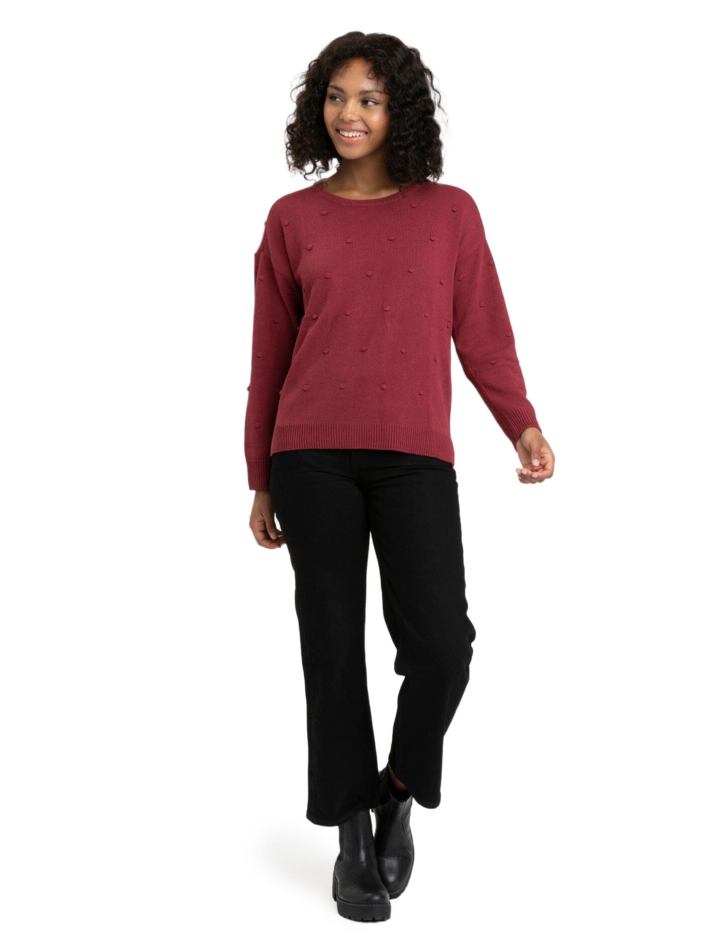 Maeve Cozy Textured Pullover with Dot Detail