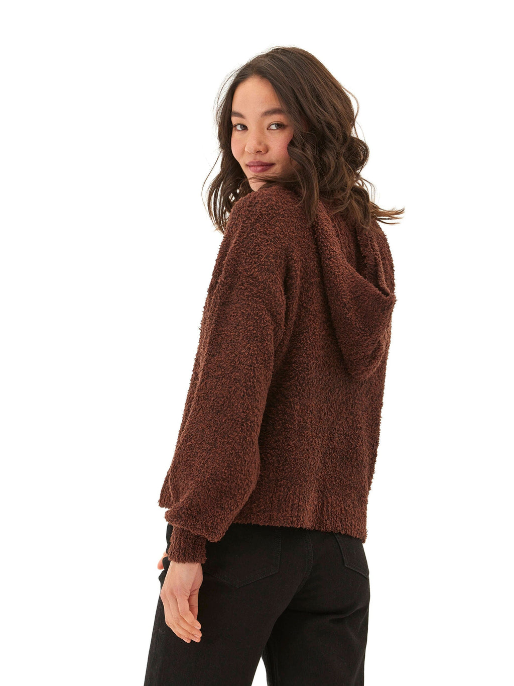 Tanisha Boucle Henley Hoodie with Button Accents - Cozy Layer