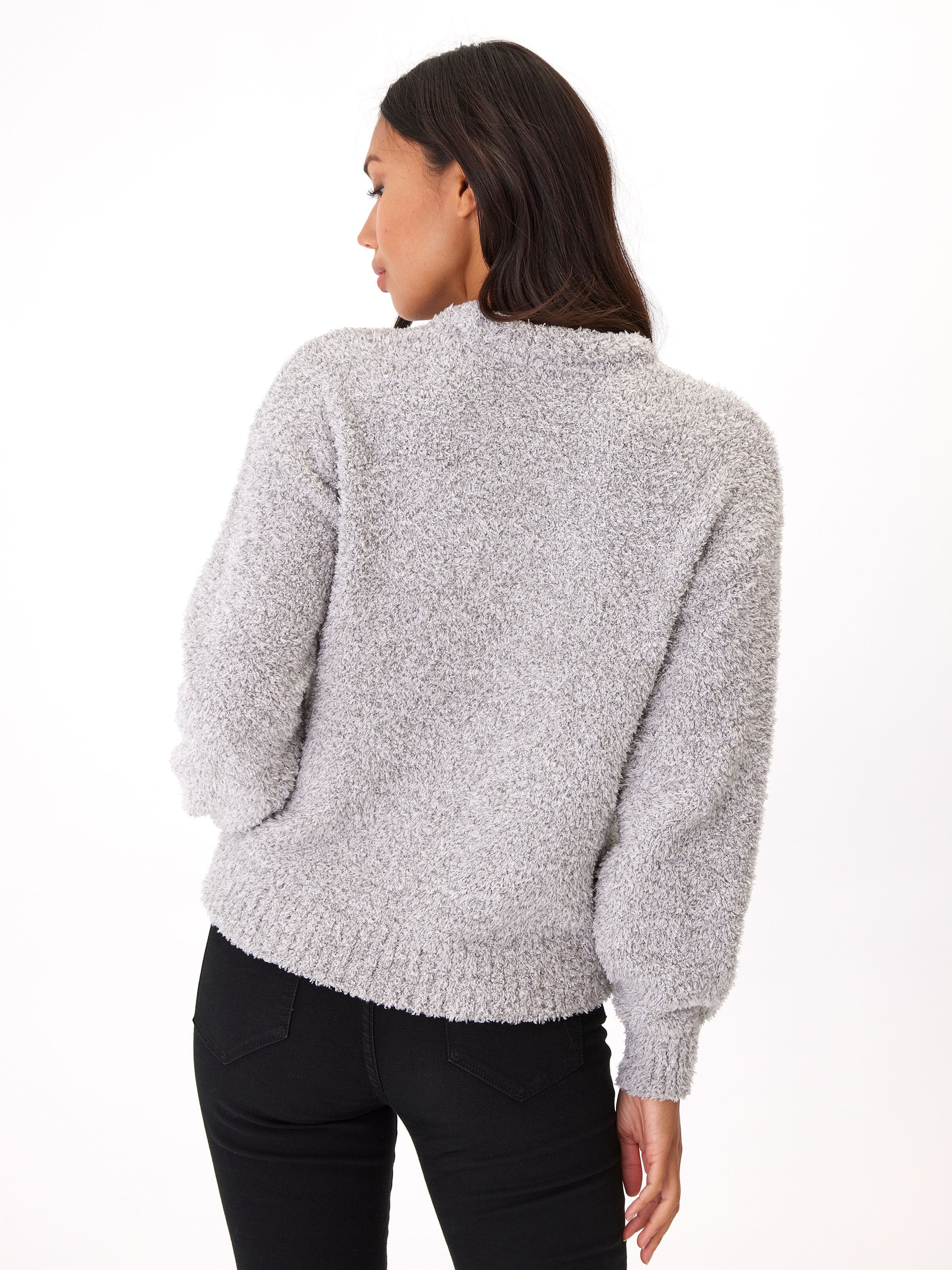 Naia Boucle Pullover in Grey - Relaxed Fit Long Sleeve Crewneck