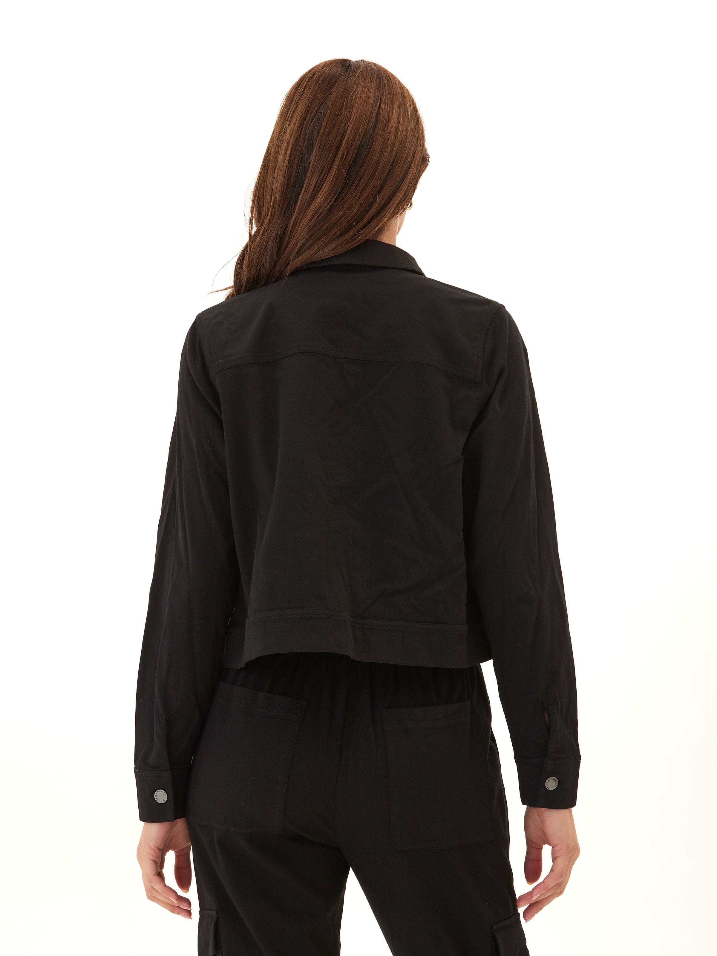 Abbey Stretch Twill Jacket - Relaxed Fit Cropped Black Outerwear