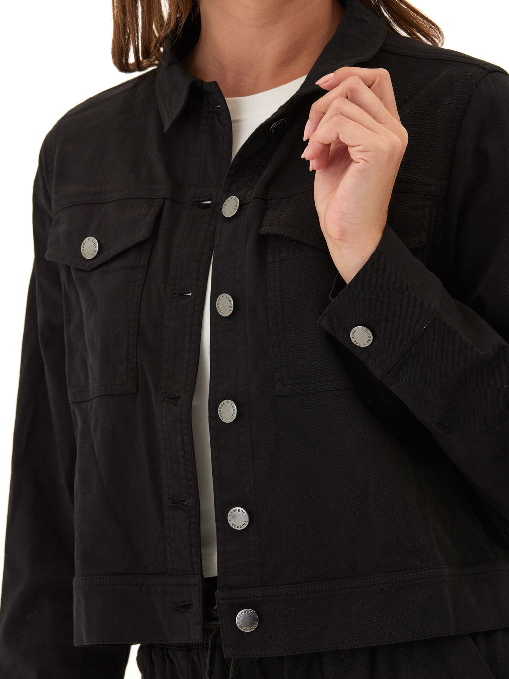 Abbey Stretch Twill Jacket - Relaxed Fit Cropped Black Outerwear