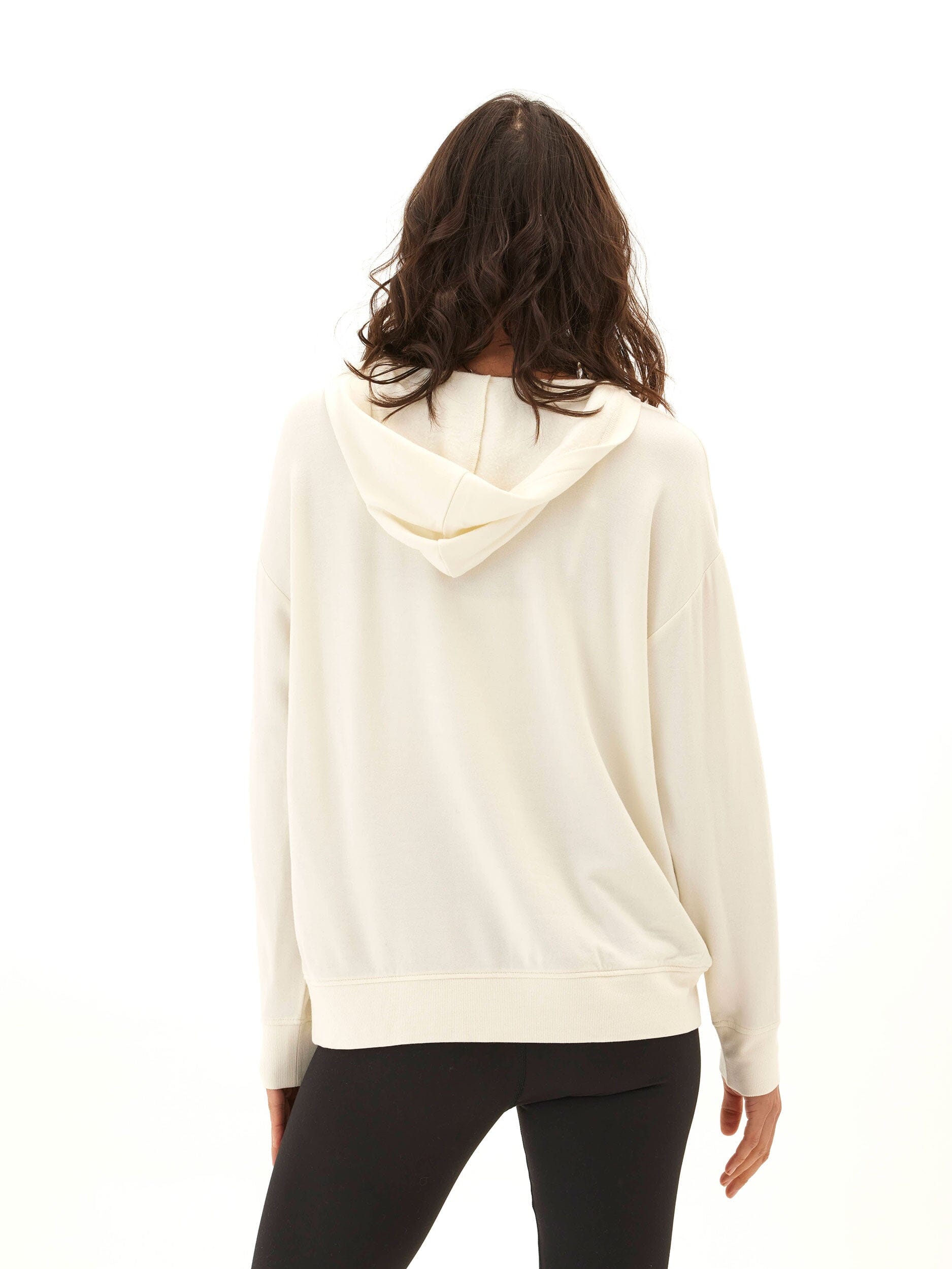 Raya Feather Fleece Pullover Hoodie with V-Neck Oversized Fit