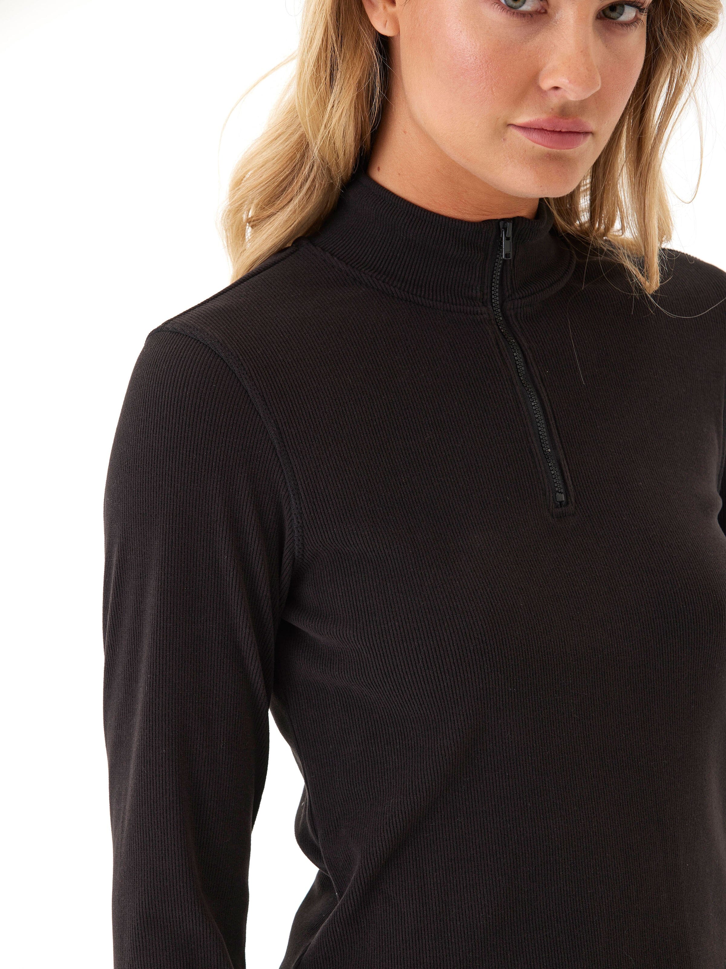 Brushed Performance Rib 1/4 Zip Pullover with Thumbholes