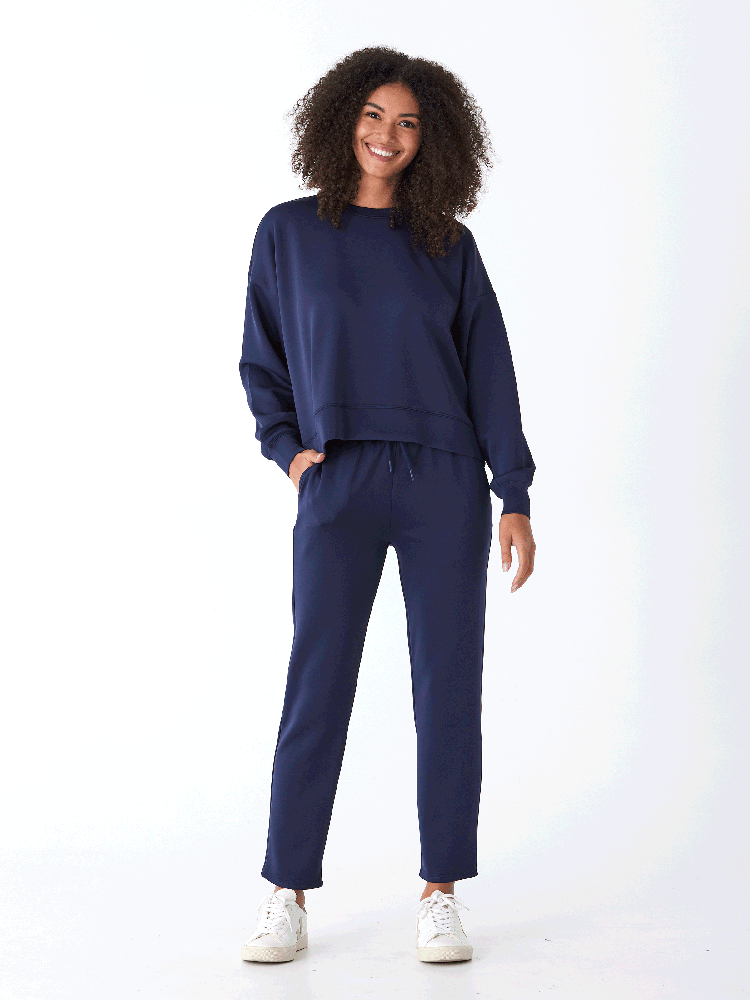 Dannie Sueded Modal Knit Pant: Relaxed Fit Ankle Length Loungewear