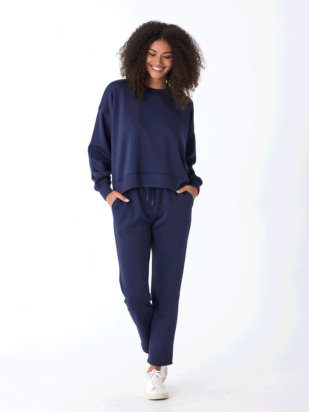 Dannie Sueded Modal Knit Pant: Relaxed Fit Ankle Length Loungewear