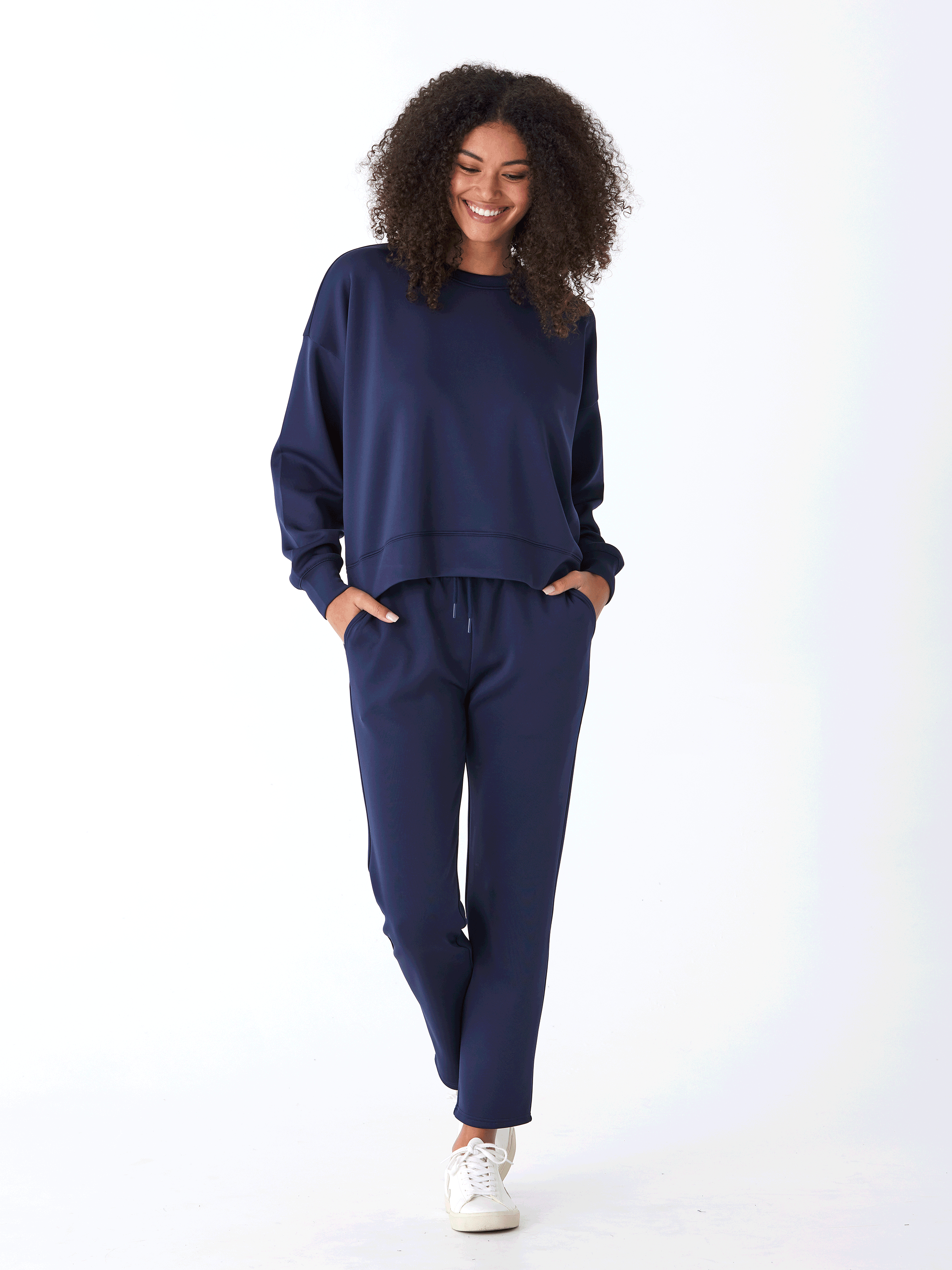 Dannie Sueded Modal Knit Pant: Relaxed Fit Ankle Length Loungewear