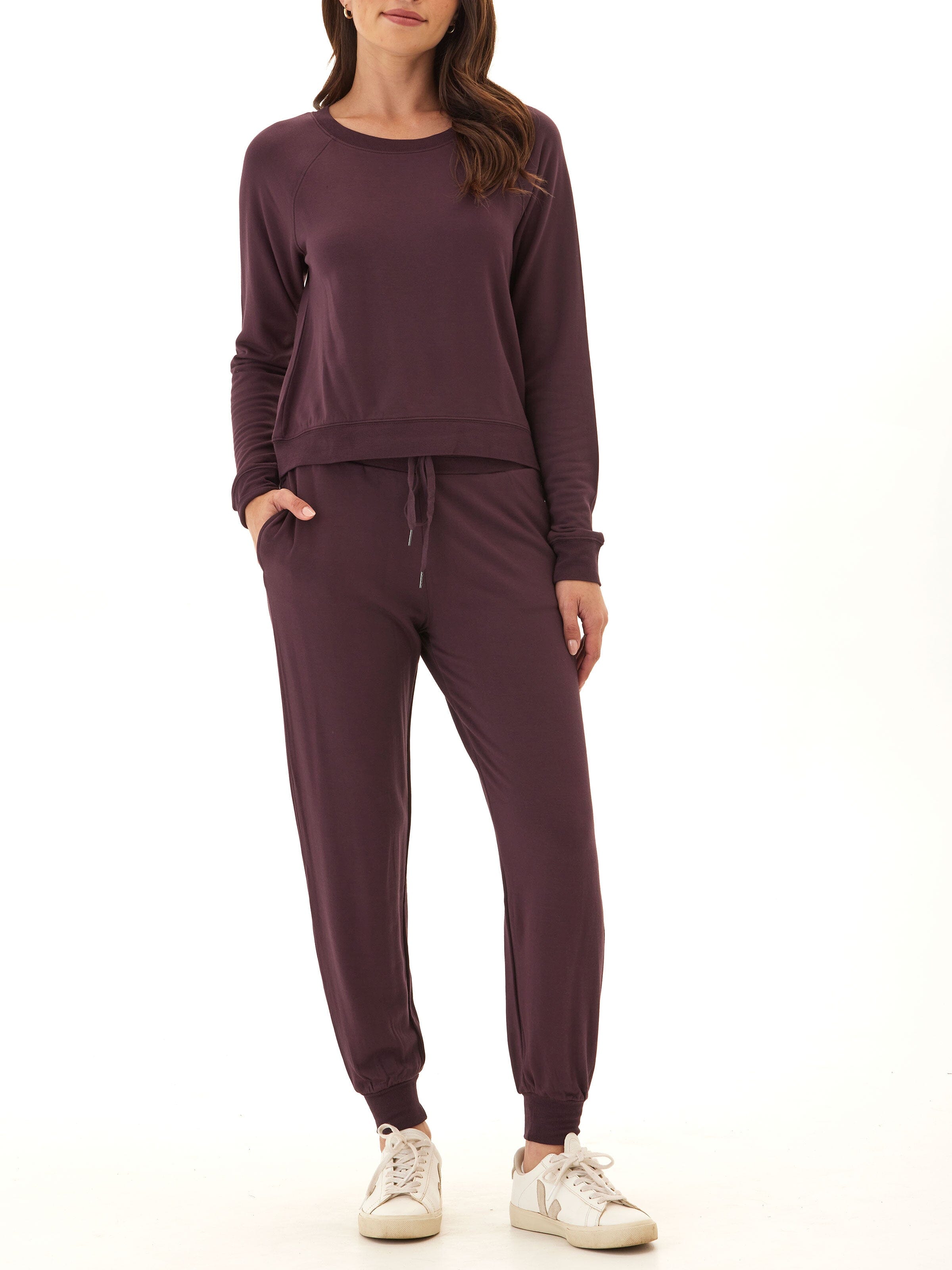 Feather Fleece Raglan Pullover: Soft Relaxed Fit Crewneck Sweater