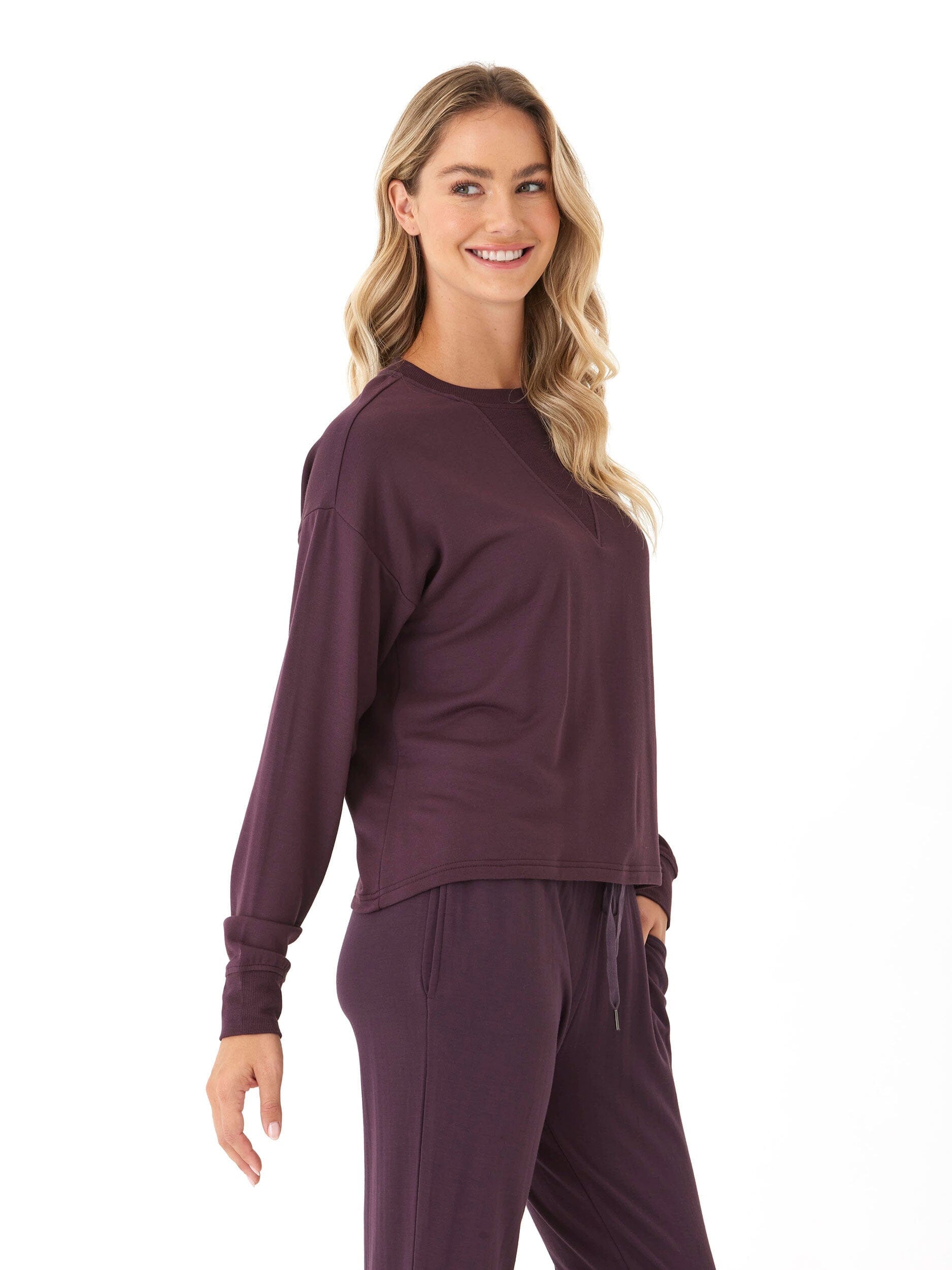 Darby Feather Fleece Panel Pullover: Soft Long Sleeve Sweater