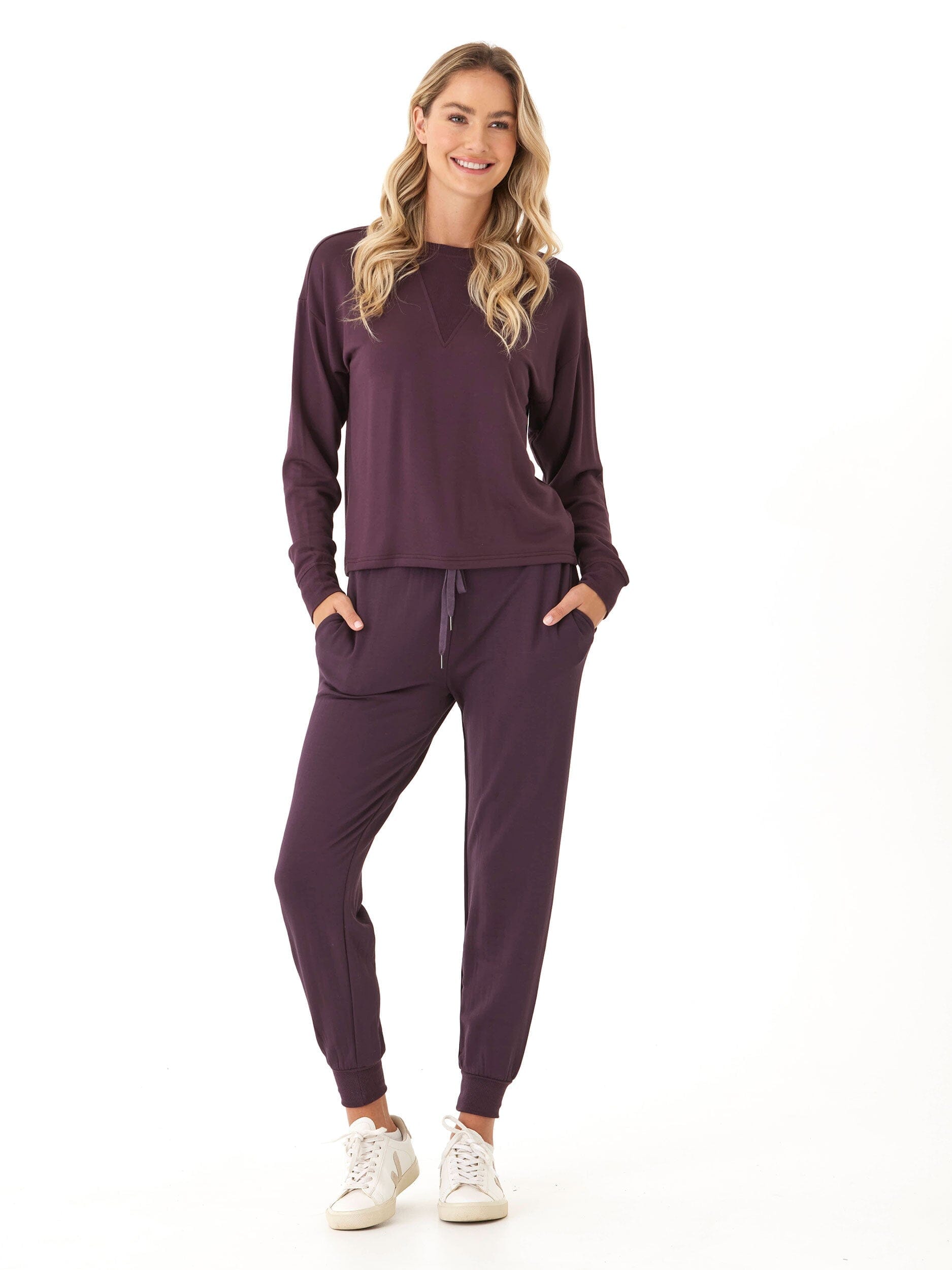 Darby Feather Fleece Panel Pullover: Soft Long Sleeve Sweater