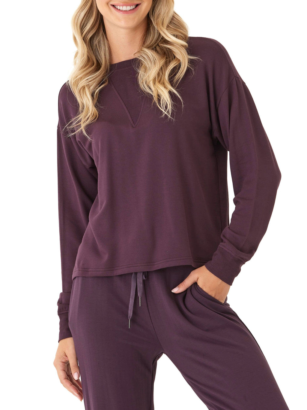 Darby Feather Fleece Panel Pullover: Soft Long Sleeve Sweater