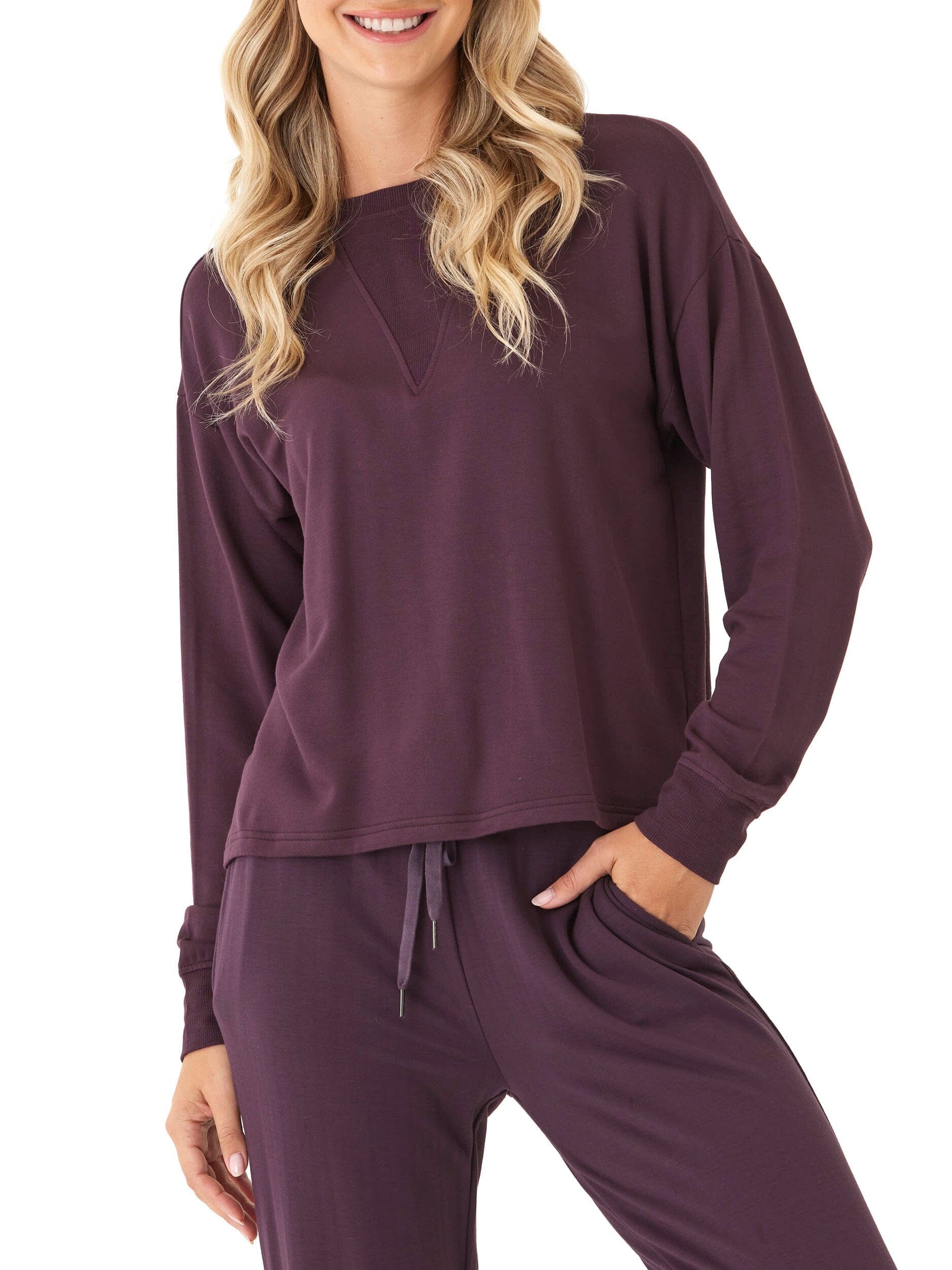 Darby Feather Fleece Panel Pullover: Soft Long Sleeve Sweater