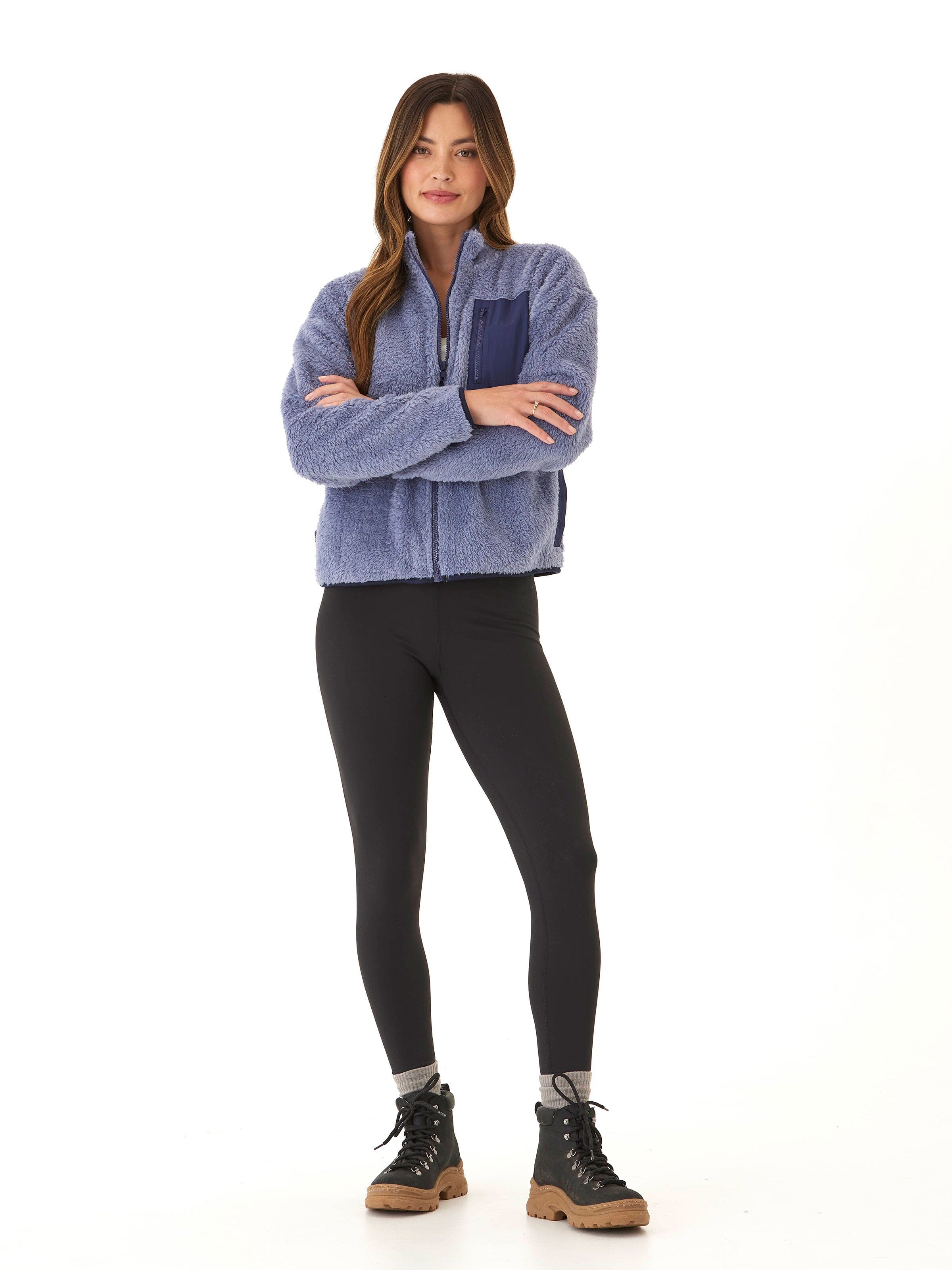 Millee Sherpa Full-Zip Contrast Jacket - Sporty Relaxed Fit