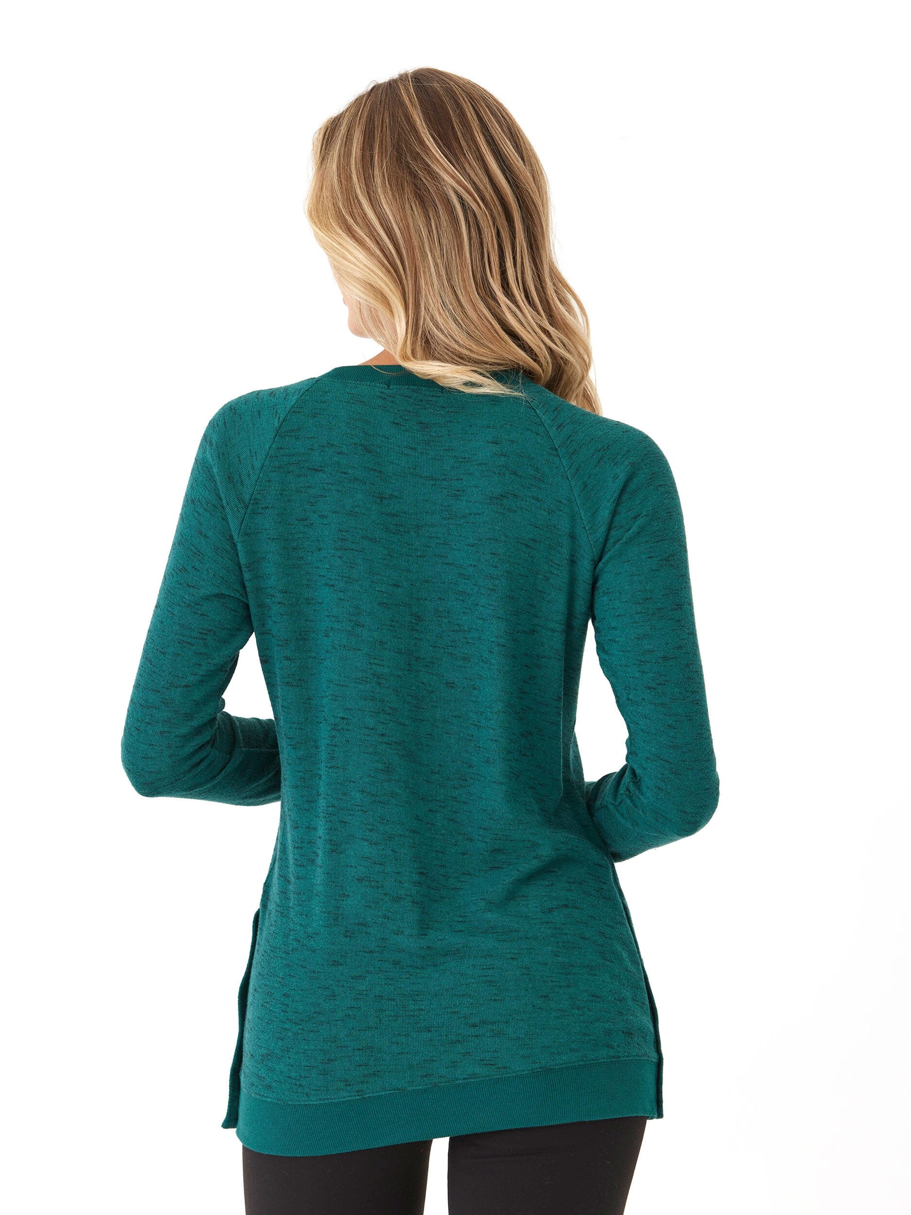 Ismene Rhythm Slub Long Sleeve Crew Neck Top with Snap Details