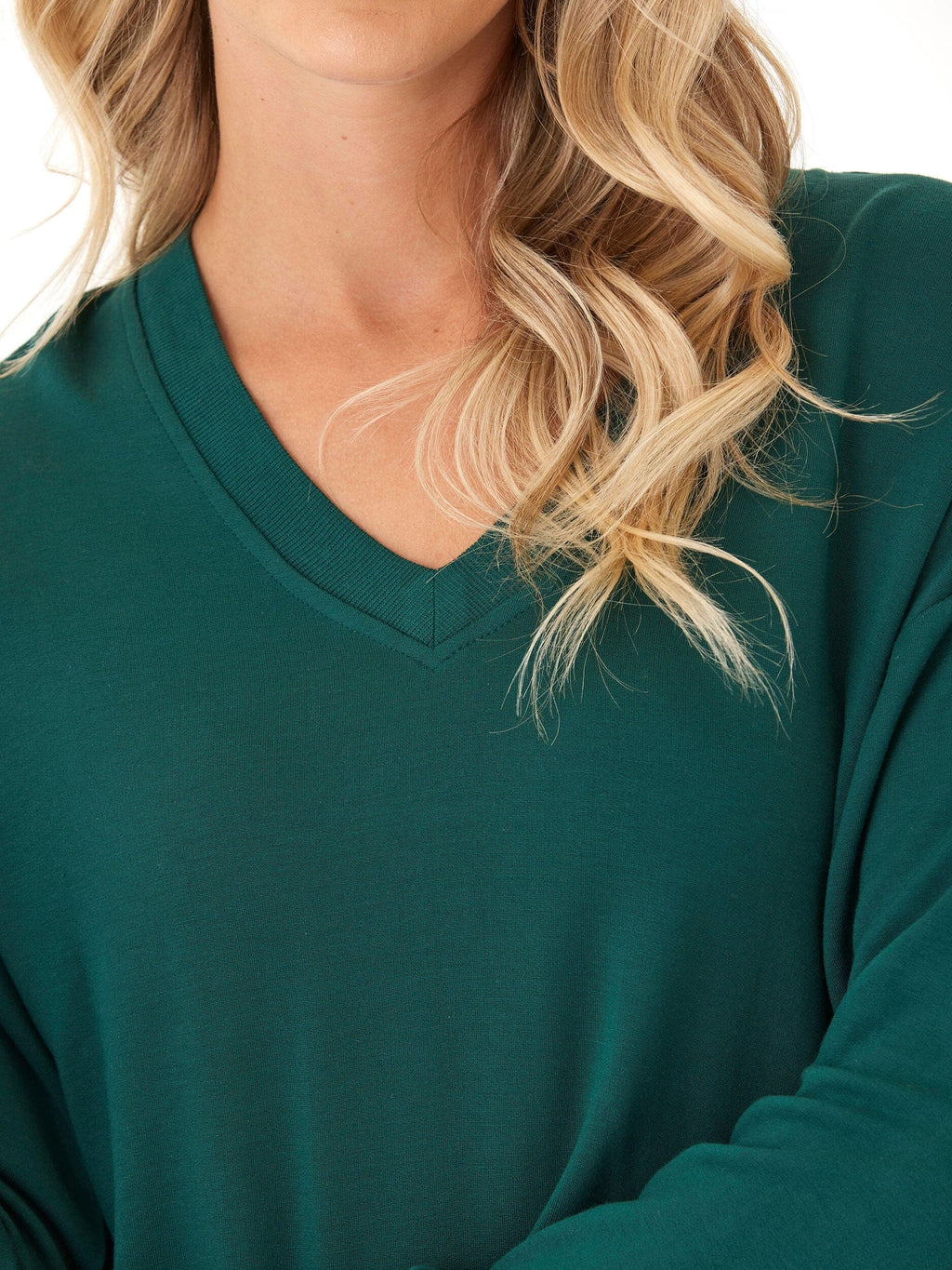 Feather Fleece V-Neck Pullover: Soft Lightweight Lounge Sweater
