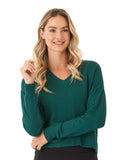 Close-up of the Elyzza Feather Fleece V-Neck Pullover in a soft, premium texture.