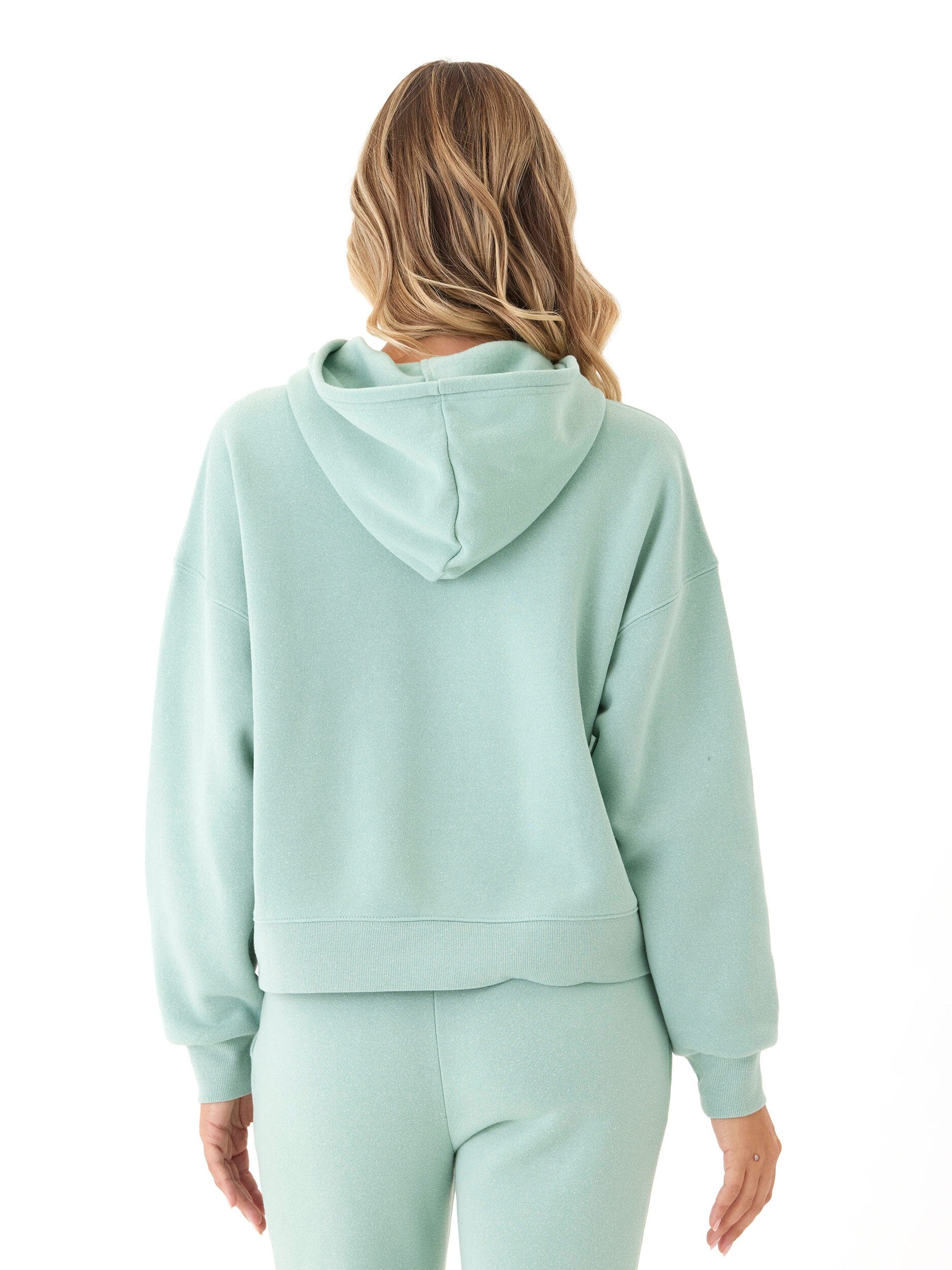 Women's Triblend Fleece Pullover Hoodie in Mint Green and Pale Sage