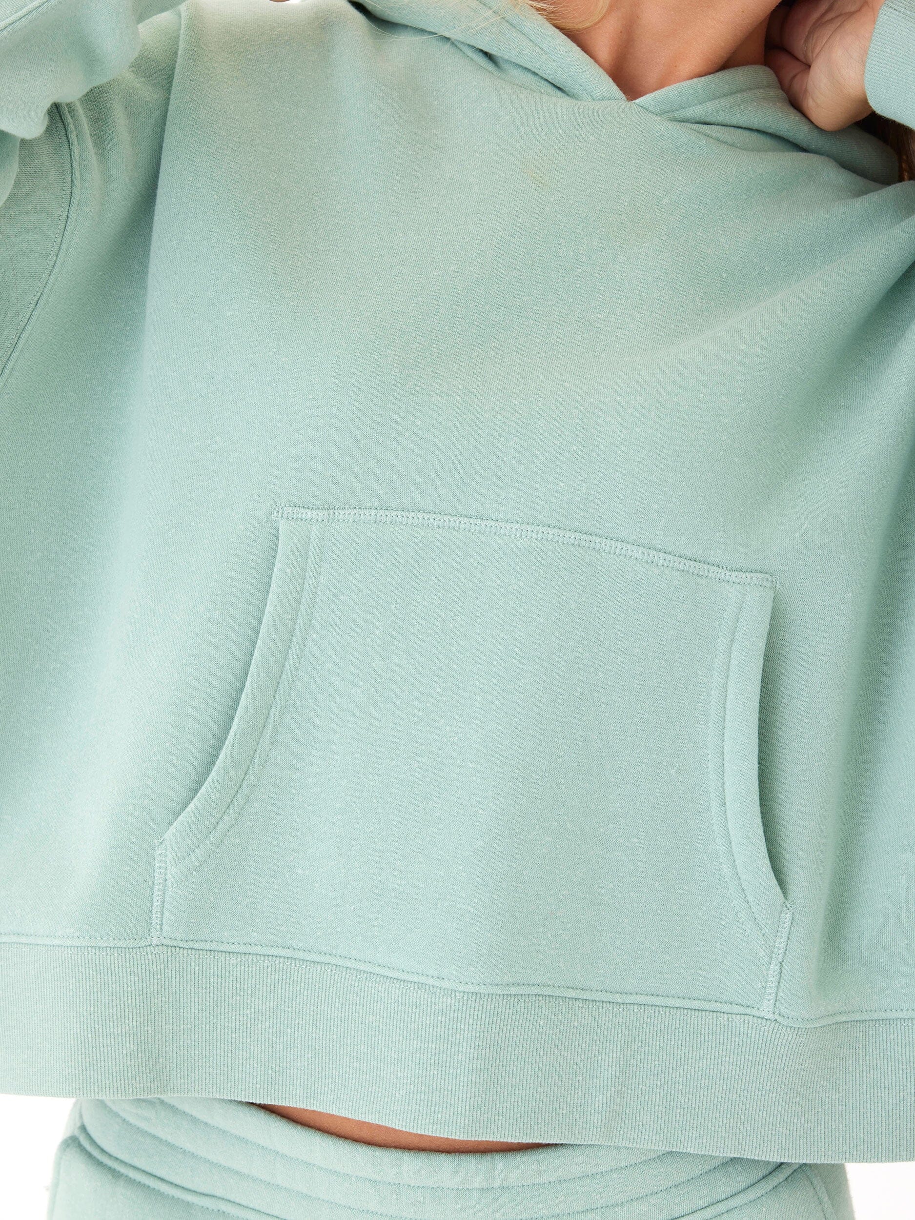 Women's Triblend Fleece Pullover Hoodie in Mint Green and Pale Sage