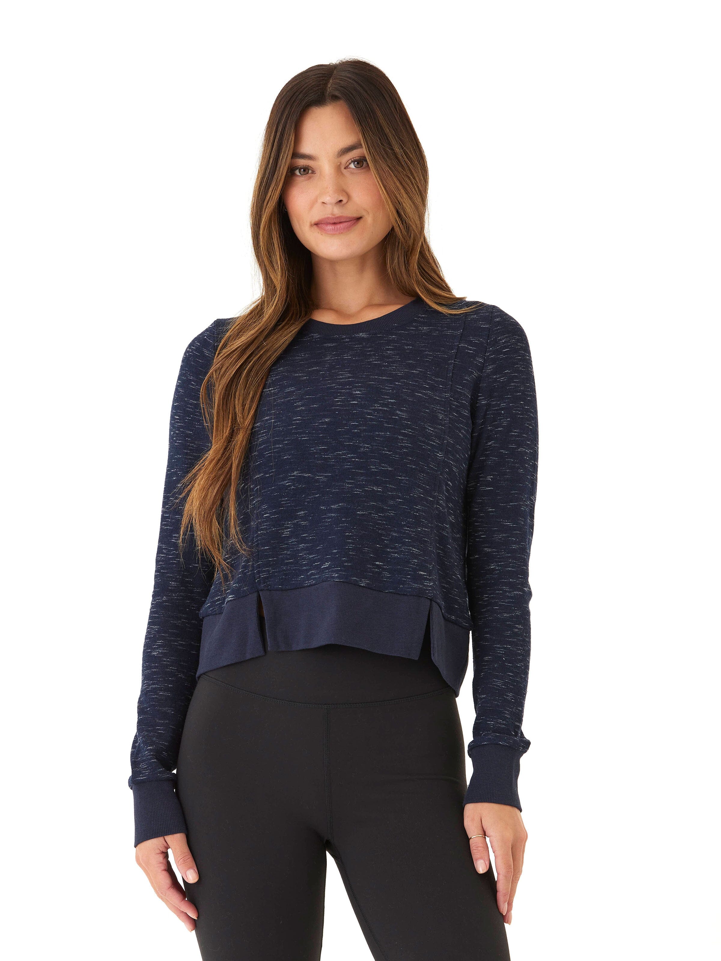Rhythm Slub Step-Hem Pullover - Comfortable Long Sleeve Sweater
