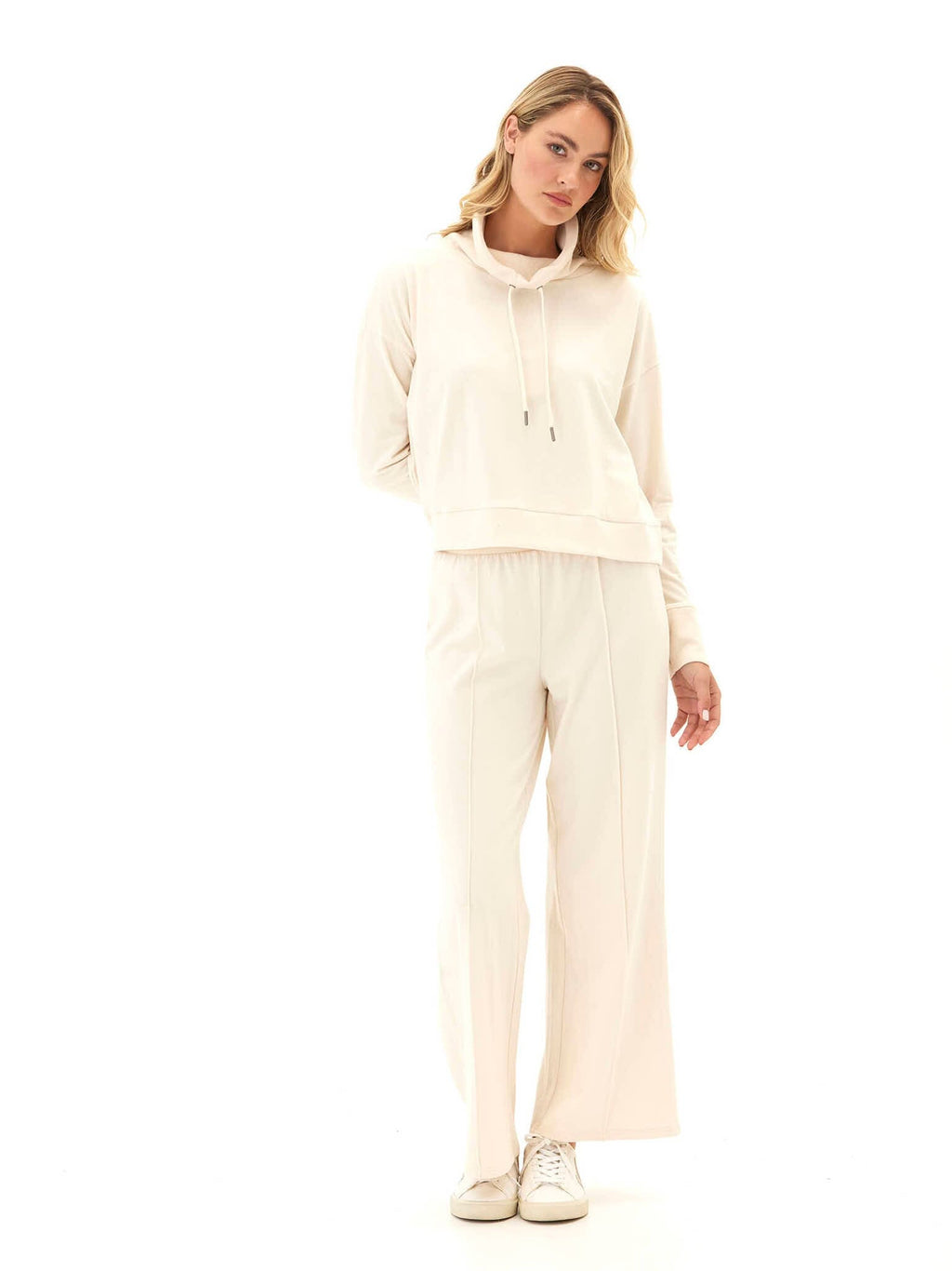 Shai Cozy Fleece Cowl Neck Pullover in Cream