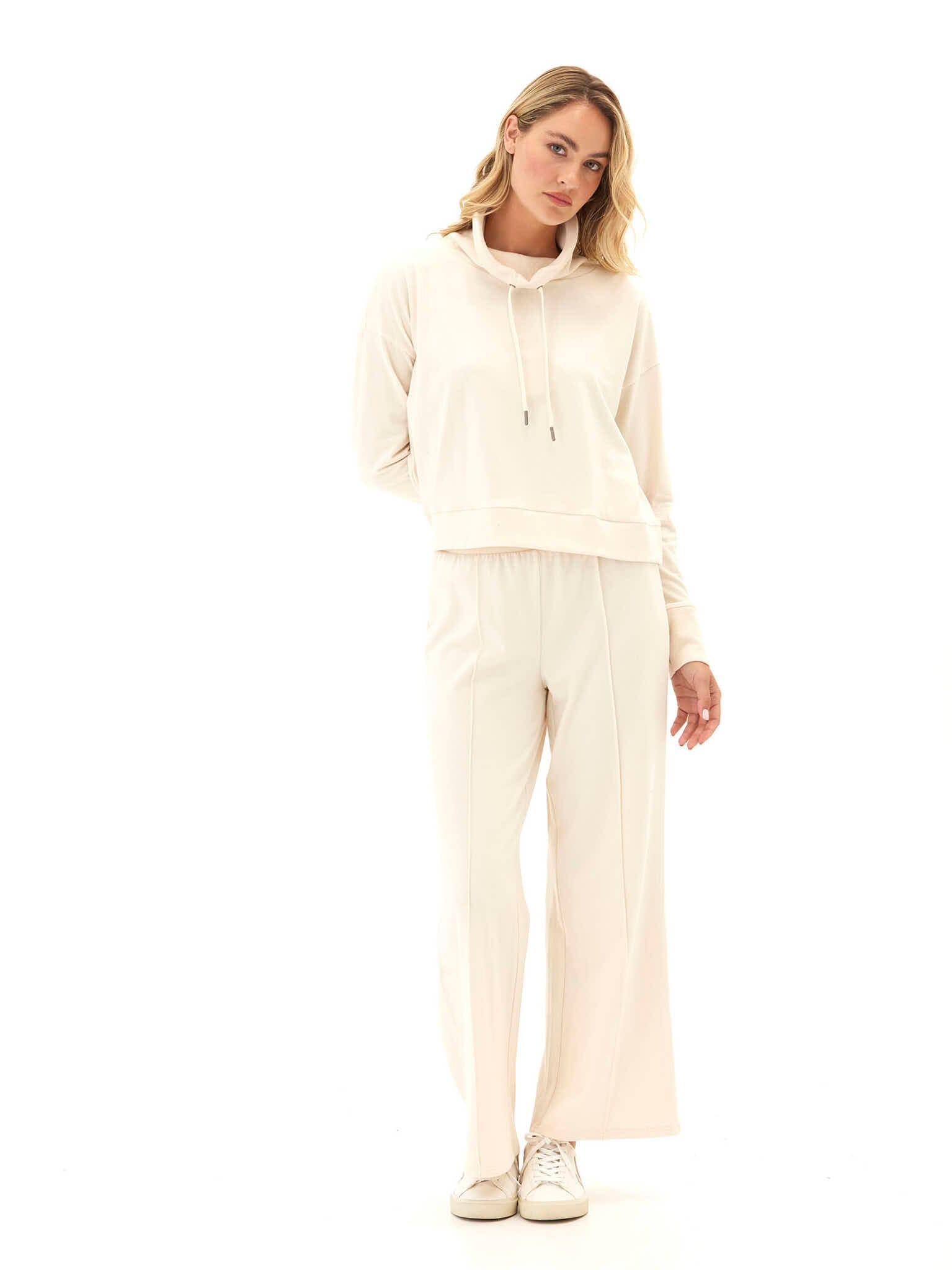 Shai Cozy Fleece Cowl Neck Pullover in Cream