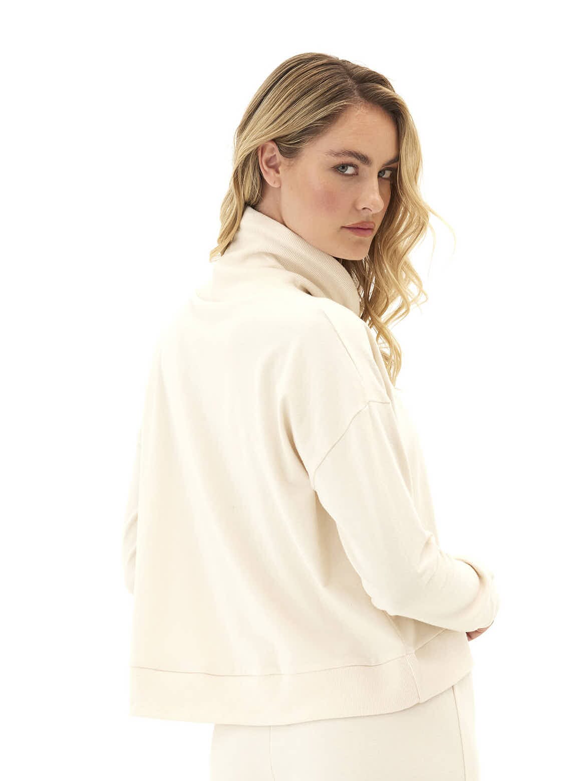 Shai Cozy Fleece Cowl Neck Pullover in Cream