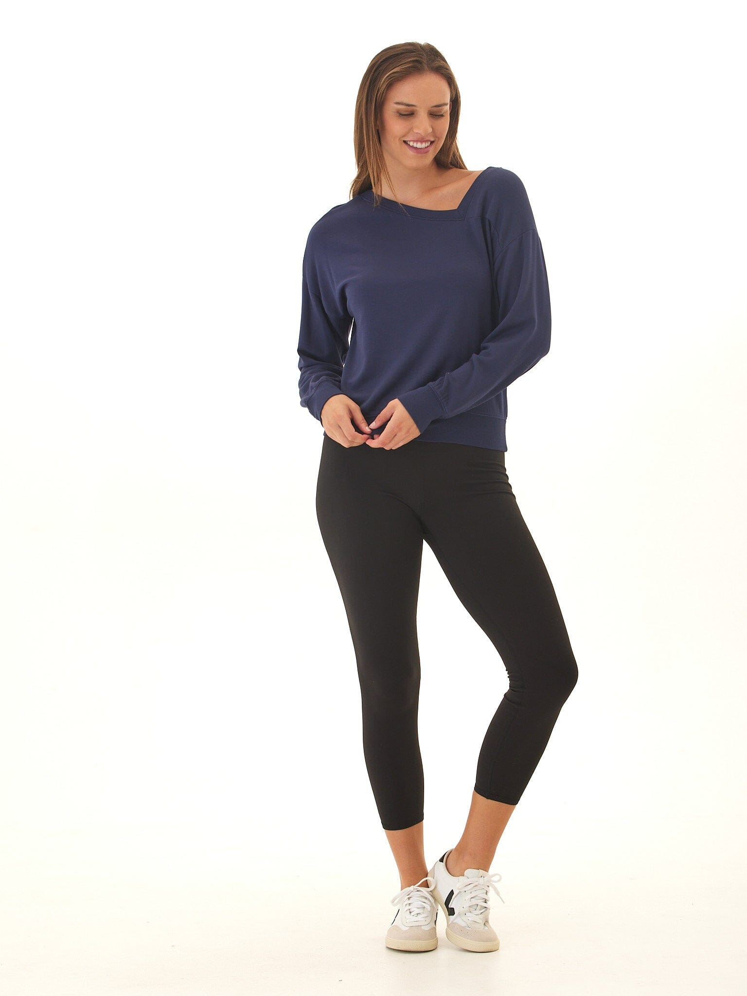 Merida Feather Fleece Asymmetrical Neck Pullover for Women