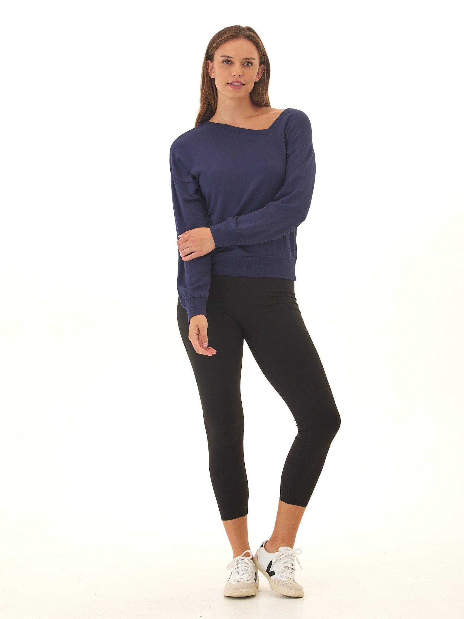 Merida Feather Fleece Asymmetrical Neck Pullover for Women
