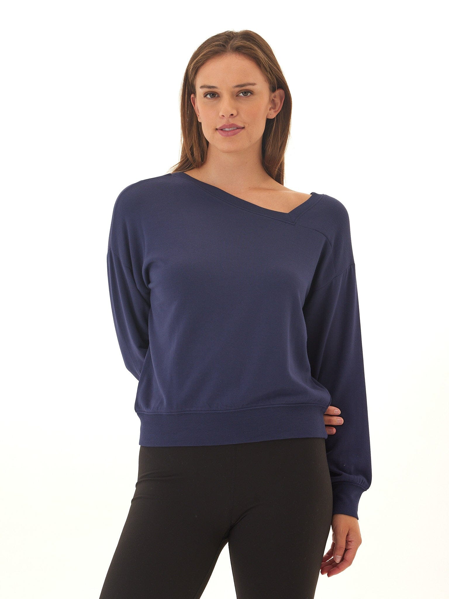 Merida Feather Fleece Asymmetrical Neck Pullover for Women