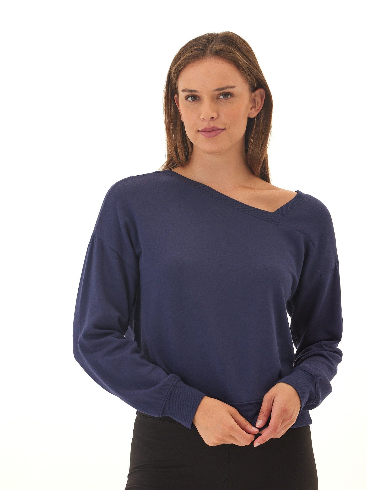Merida Feather Fleece Asymmetrical Neck Pullover for Women