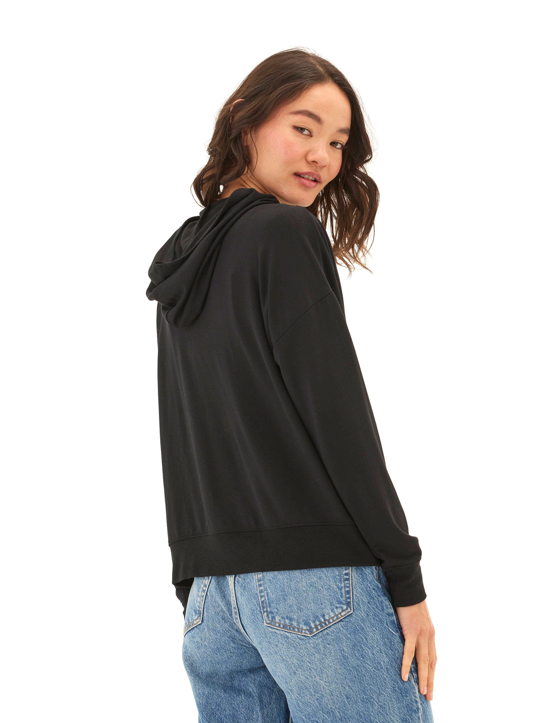 Diyanna Modal Terry Henley Hoodie - Relaxed Fit Everyday Pullover