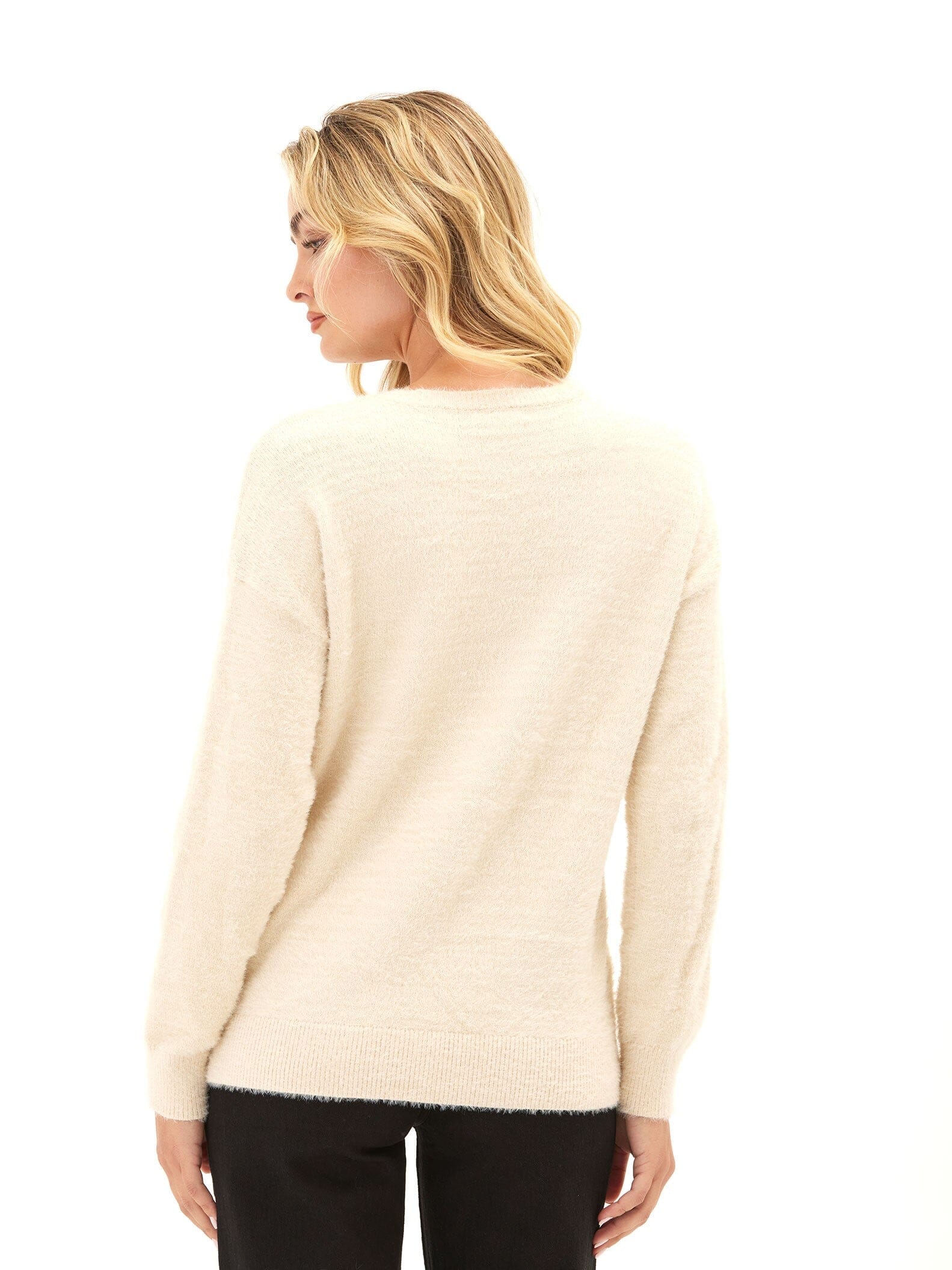 Fuzzy Knit Peace Graphic Pullover