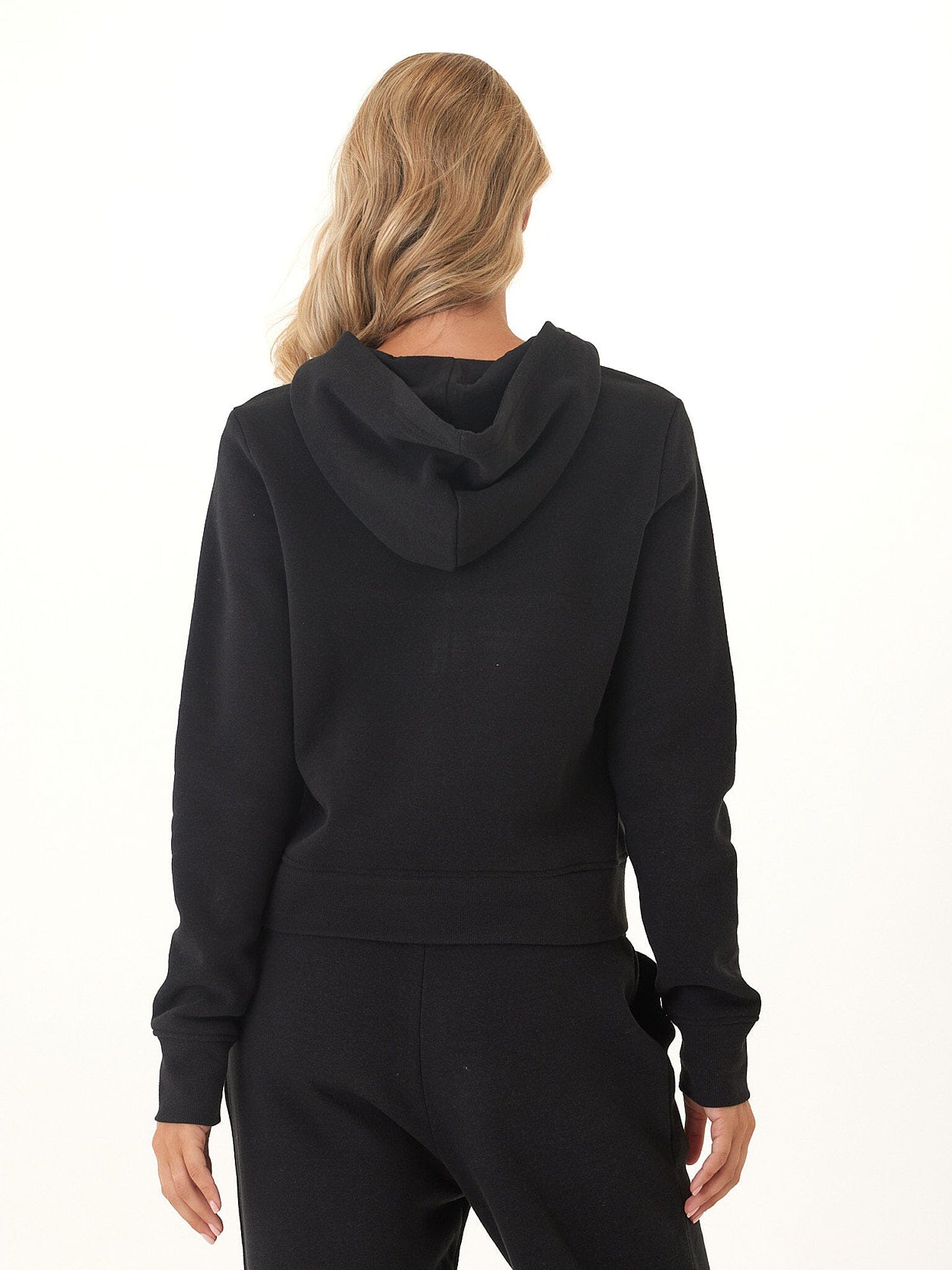 Tyra Triblend Fleece 1/4-Zip Hoodie in Black