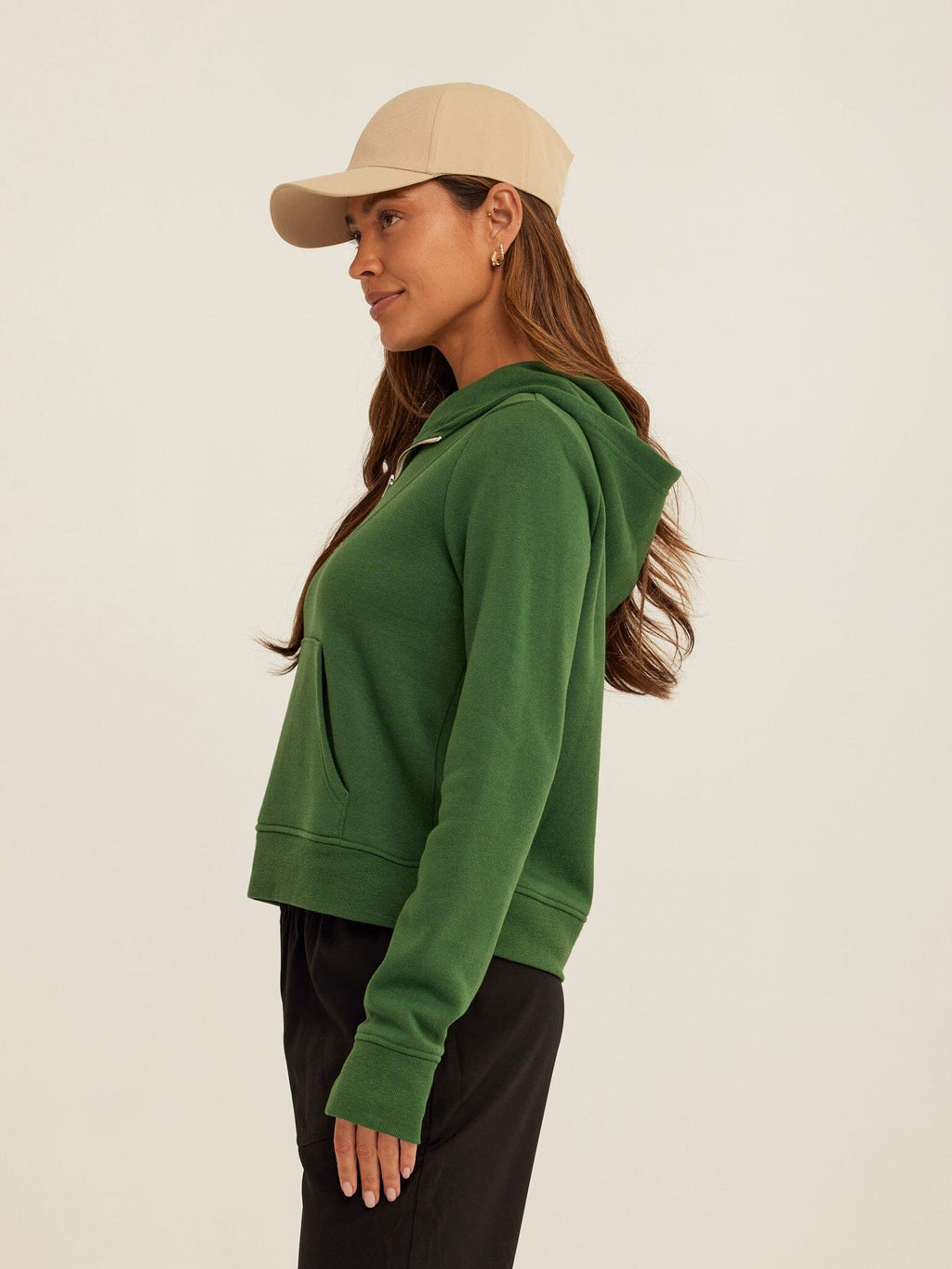 Triblend Fleece Quarter Zip Hoodie with Thumbholes and Pockets