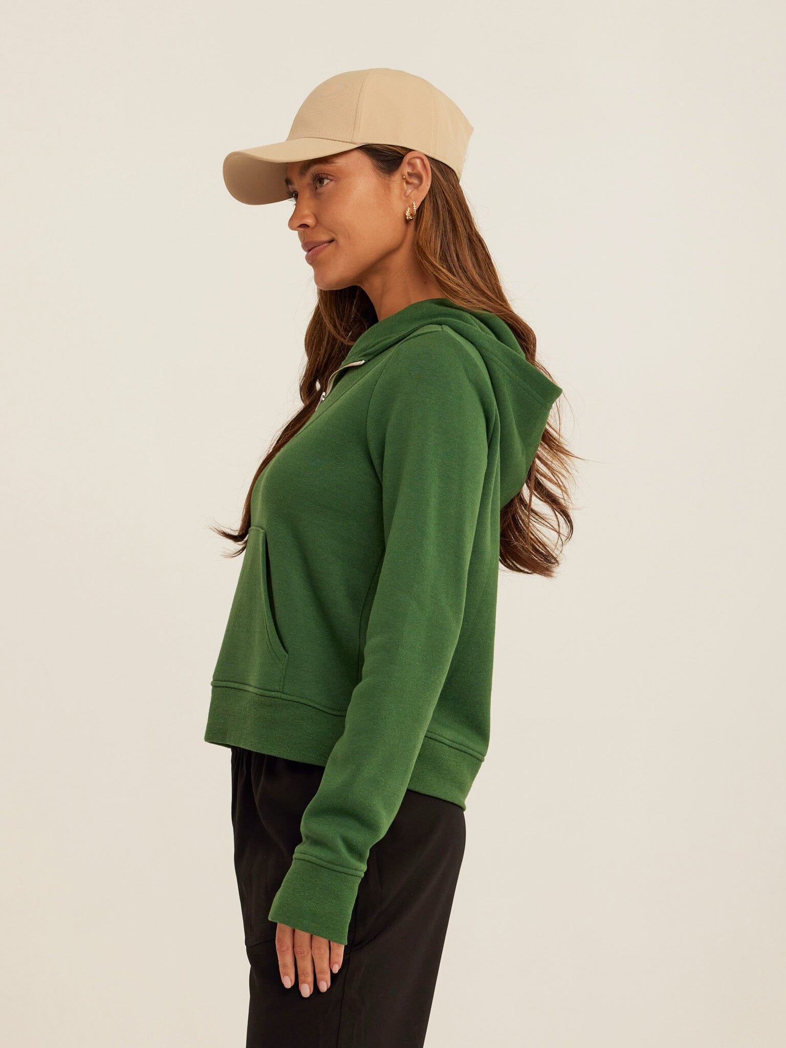 Triblend Fleece Quarter Zip Hoodie with Thumbholes and Pockets