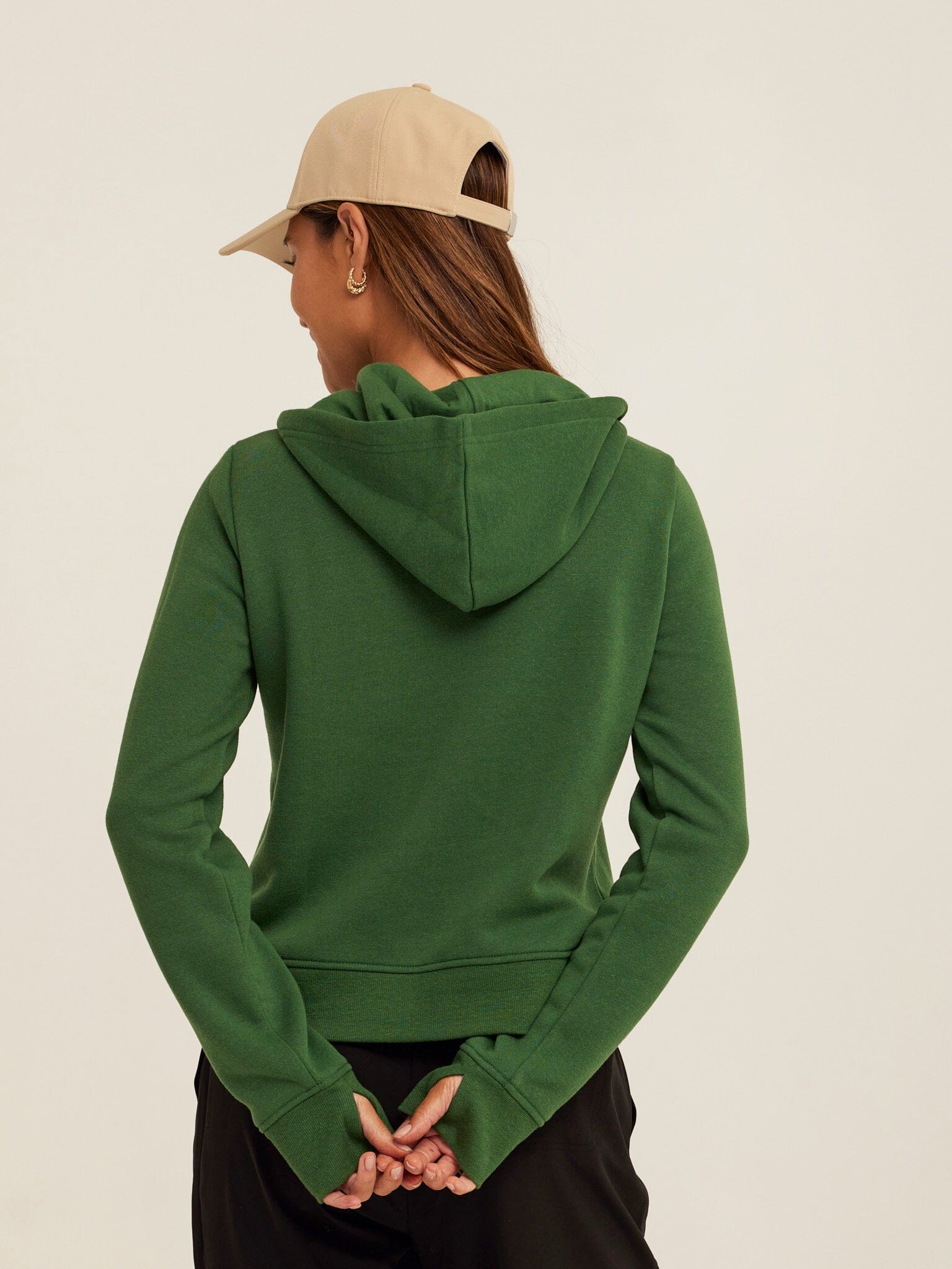 Triblend Fleece Quarter Zip Hoodie with Thumbholes and Pockets