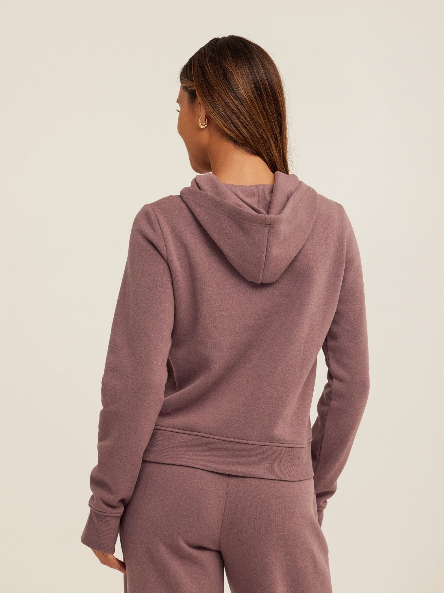Tyra Triblend Fleece Quarter Zip Hoodie in Mauve and Dusty-Purple