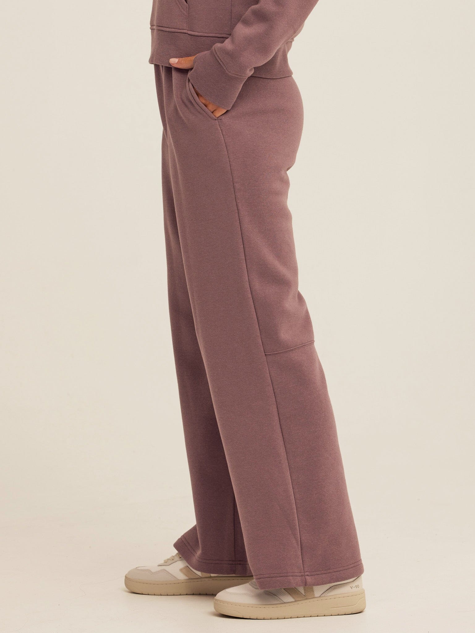 Triblend Fleece Flare Pant in Dusty Mauve High-Rise Athleisure