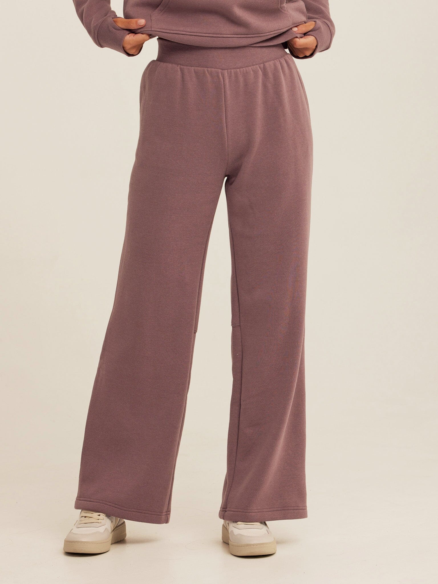 Triblend Fleece Flare Pant in Dusty Mauve High-Rise Athleisure